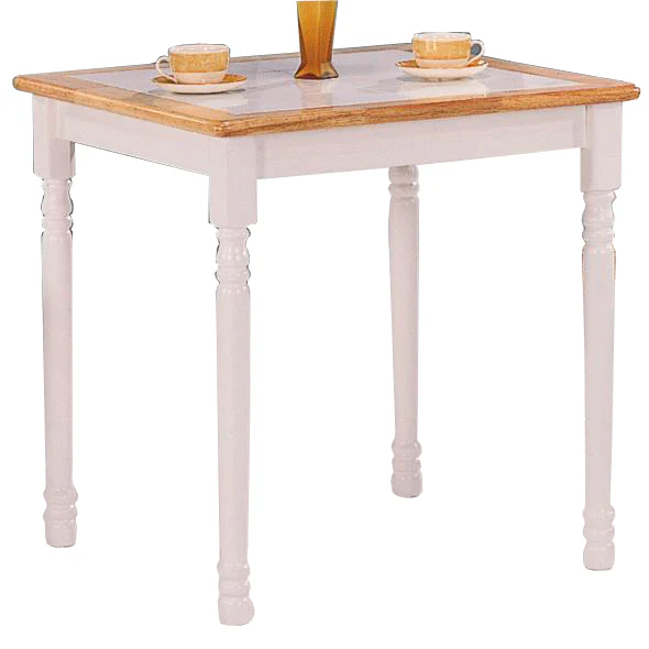 Square Wooden Dining Table, Natural Brown And White By Benzara - Image 2