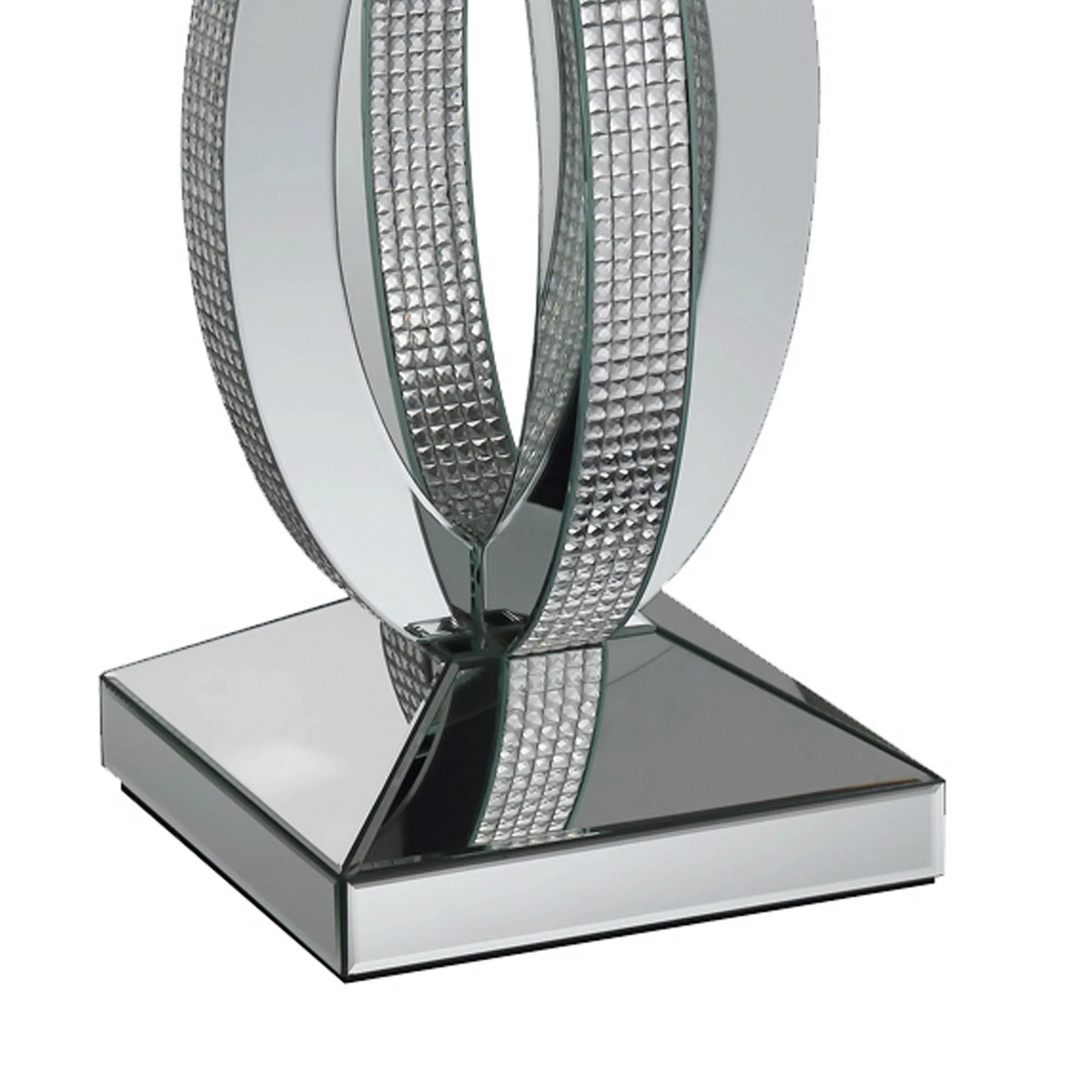 Square Wooden End Table With Curved Body And Rhinestone Accents, Silver By Benzara - Image 4