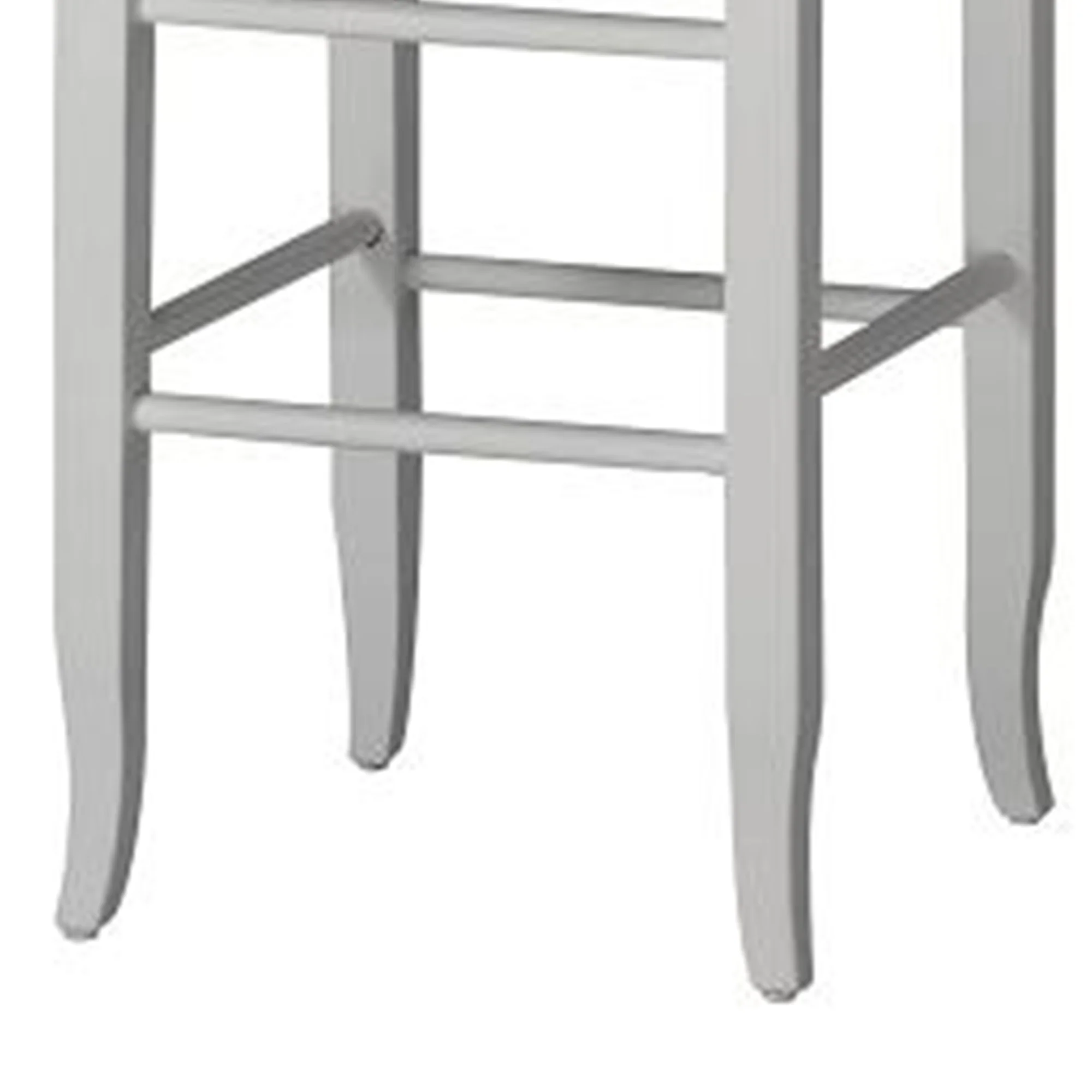 Square Wooden Frame Barstool with Hand Woven Rush, White and Brown By Benzara - Image 3