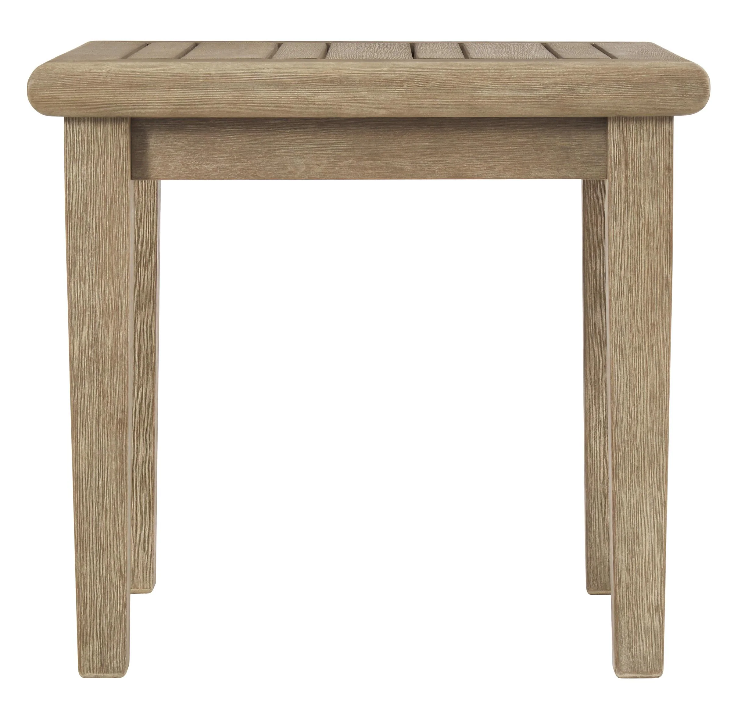 Square Wooden Frame End Table With Plank Tabletop, Teak Brown By Benzara - Image 3