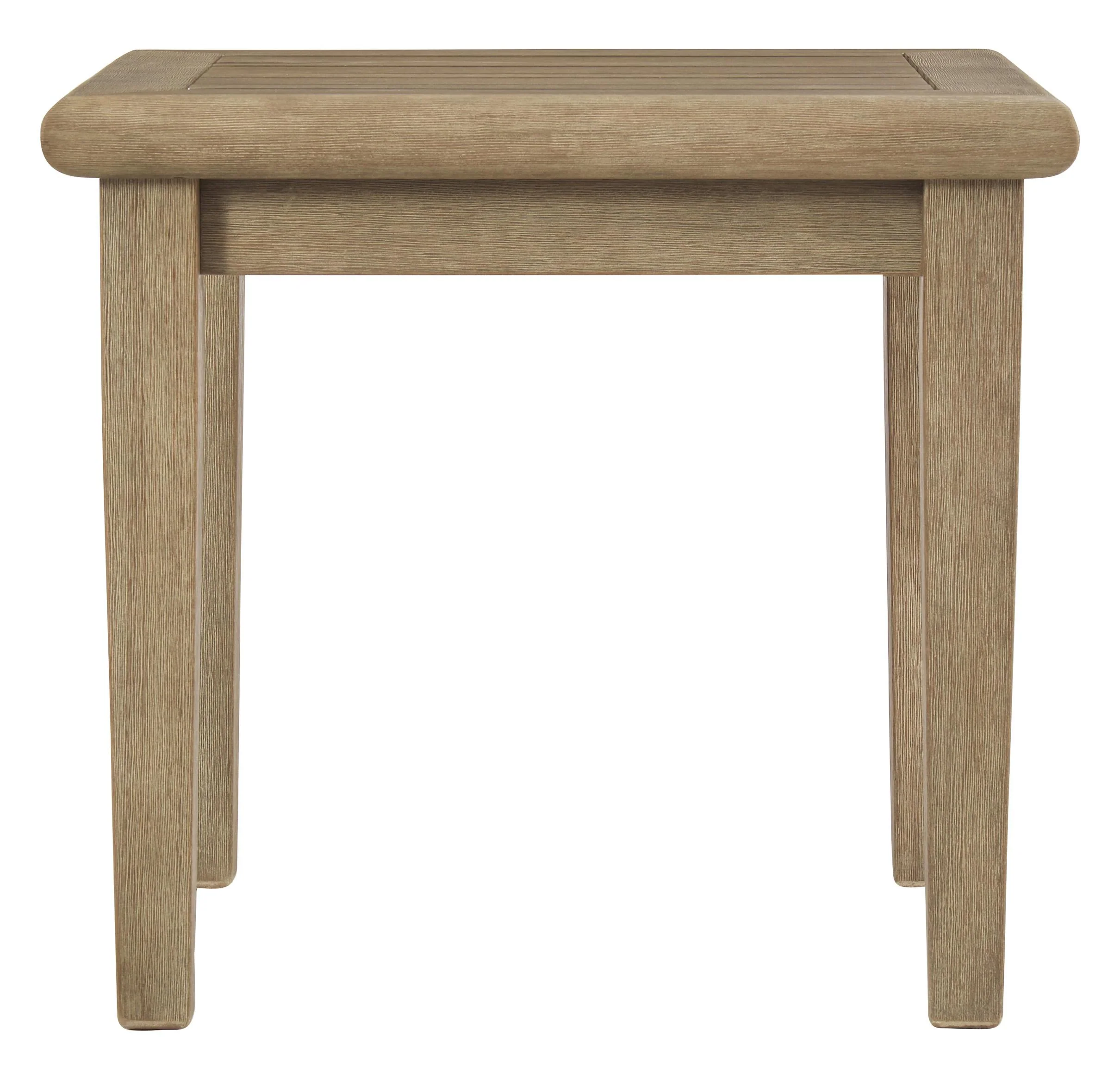 Square Wooden Frame End Table With Plank Tabletop, Teak Brown By Benzara - Image 4
