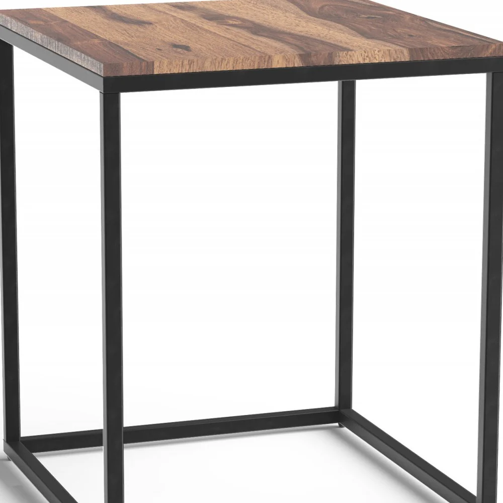 Squared Off Natural Wood End or Side Table By Homeroots - Image 3