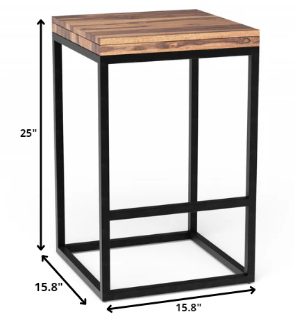 Squared Off Natural Wood Stool By Homeroots - Image 5