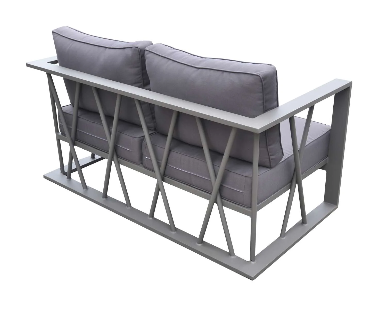 St Barts 4 piece Outdoor Patio Aluminum Set with Grey Fabric Cushions and White Glass Top By Armen Living - Image 5