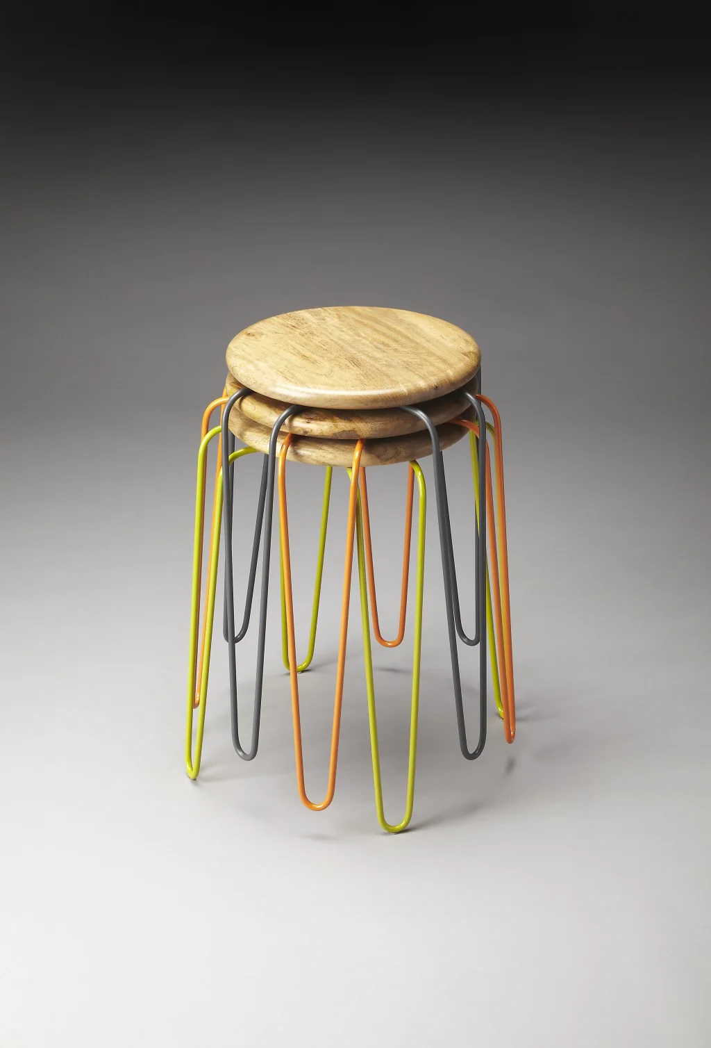 Stackable Iron Colored Stools By Homeroots - Image 2