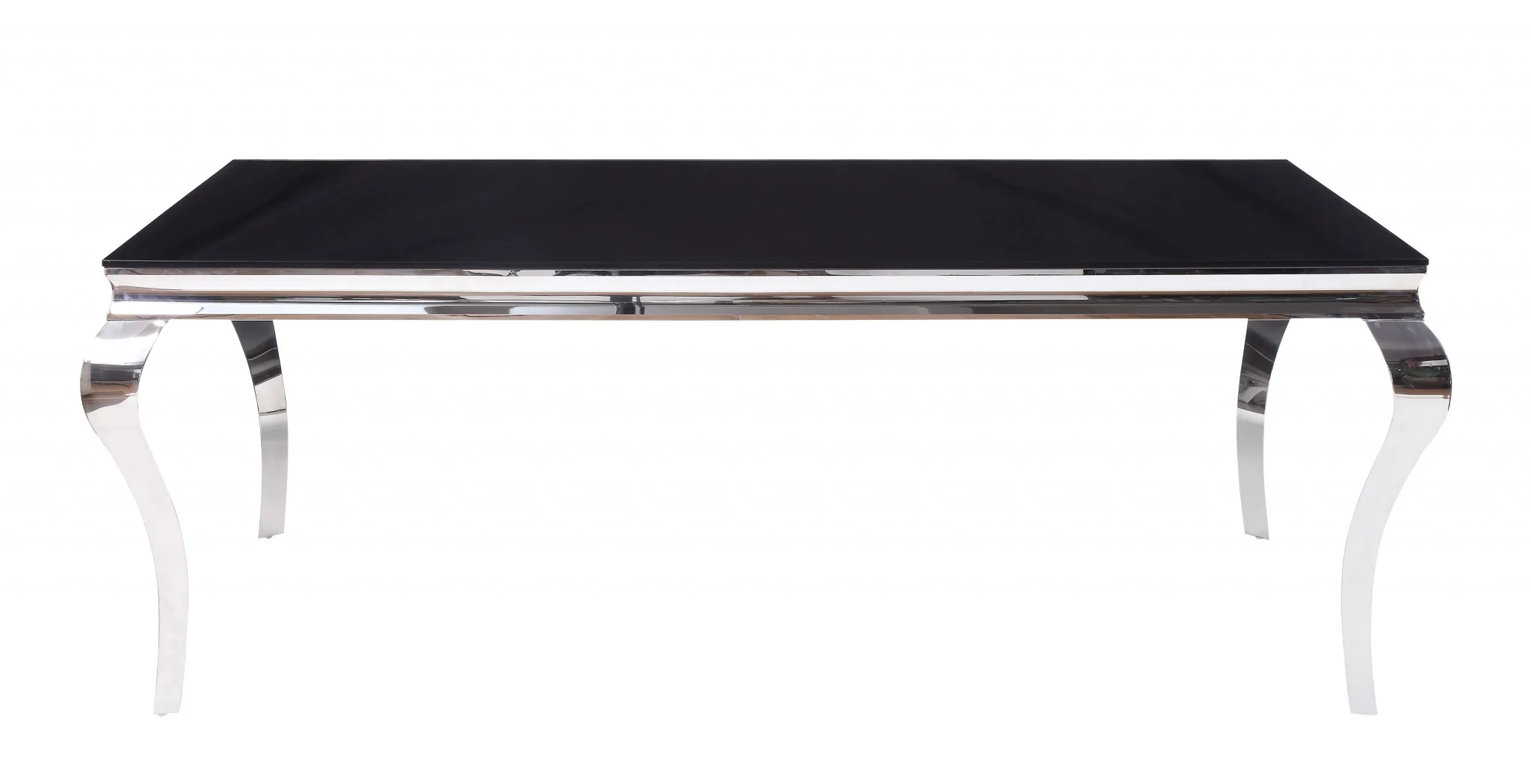 Stainless Steel Black Glass Dining Table By Homeroots - Image 3