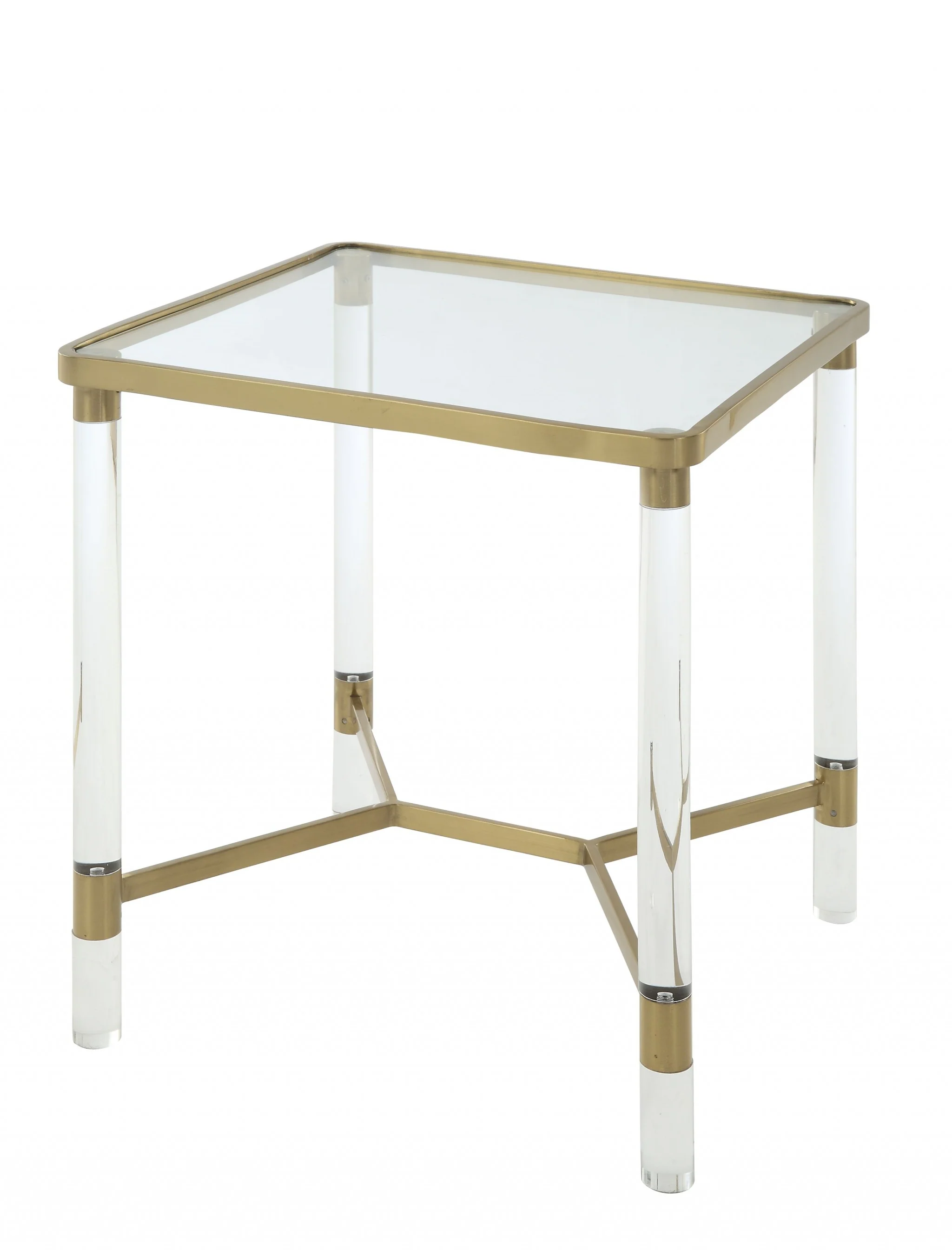Stainless Steel Clear Acrylic And Glass End Table By Homeroots - 318953 - Image 2
