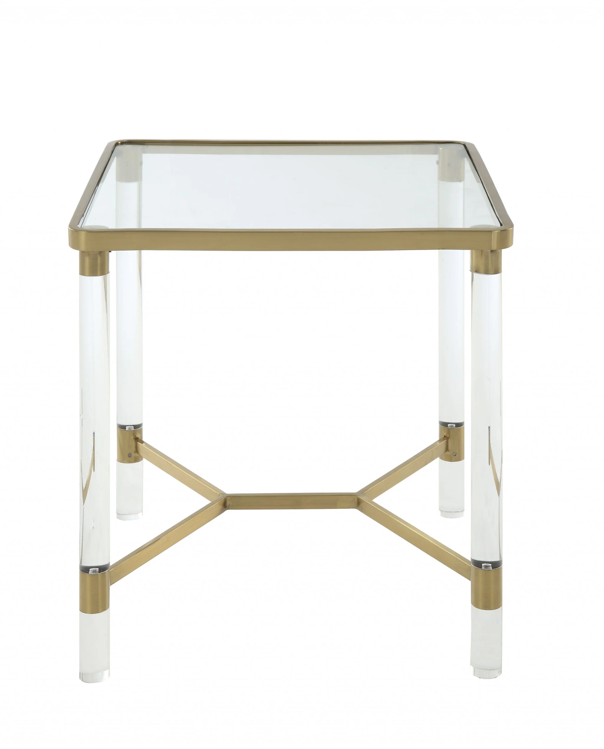 Stainless Steel Clear Acrylic And Glass End Table By Homeroots - 318953 - Image 4