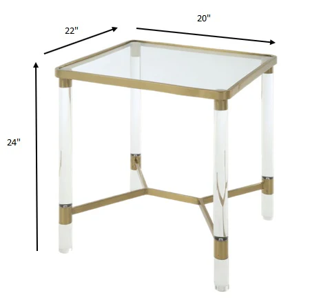 Stainless Steel Clear Acrylic And Glass End Table By Homeroots - 318953 - Image 6