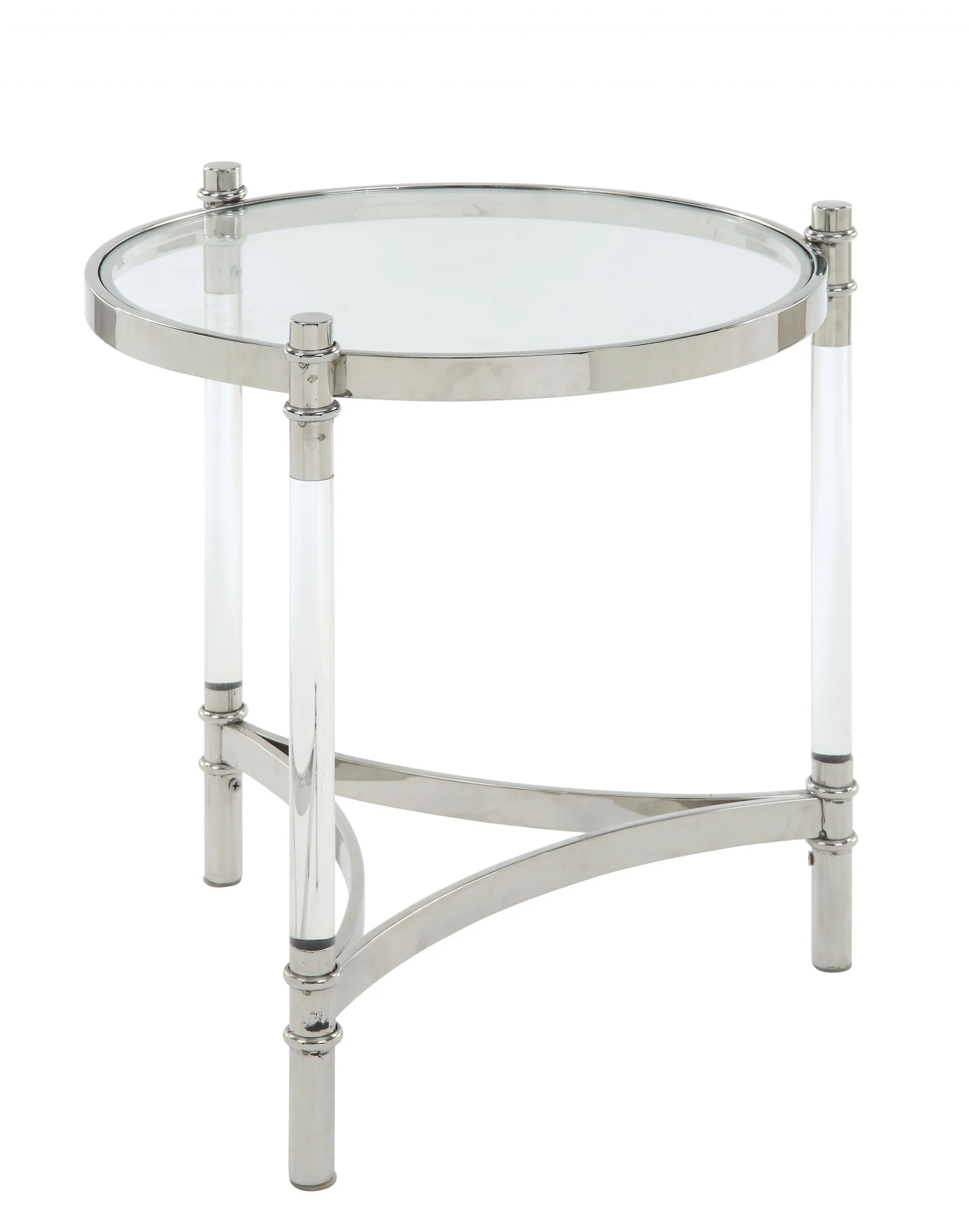 Stainless Steel Clear Acrylic And Glass End Table By Homeroots - 318955 - Image 2
