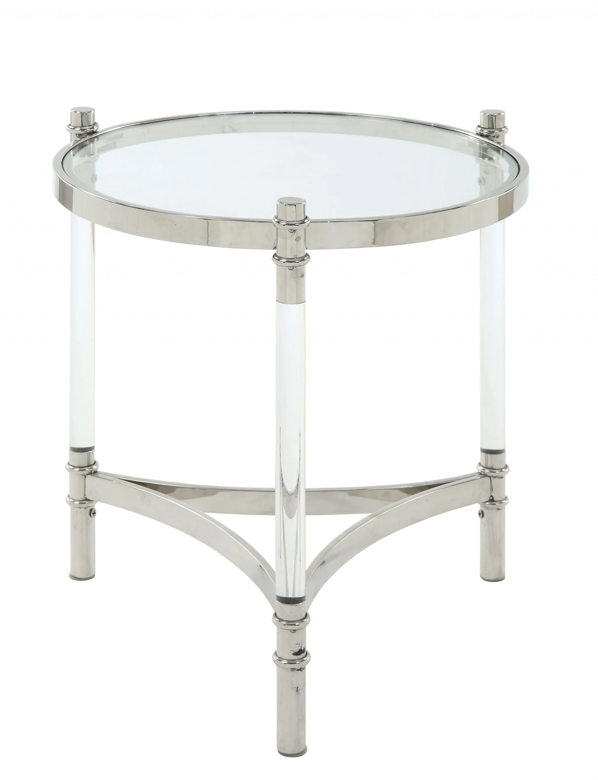 Stainless Steel Clear Acrylic And Glass End Table By Homeroots - 318955 - Image 4