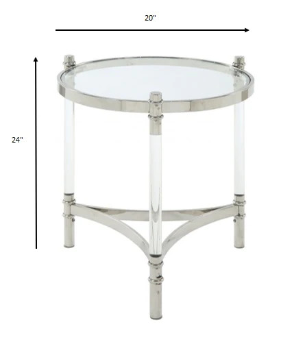 Stainless Steel Clear Acrylic And Glass End Table By Homeroots - 318955 - Image 7