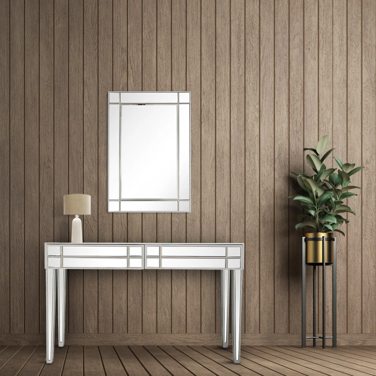 Stainless Steel Mirror and Console Table By Homeroots - Image 3