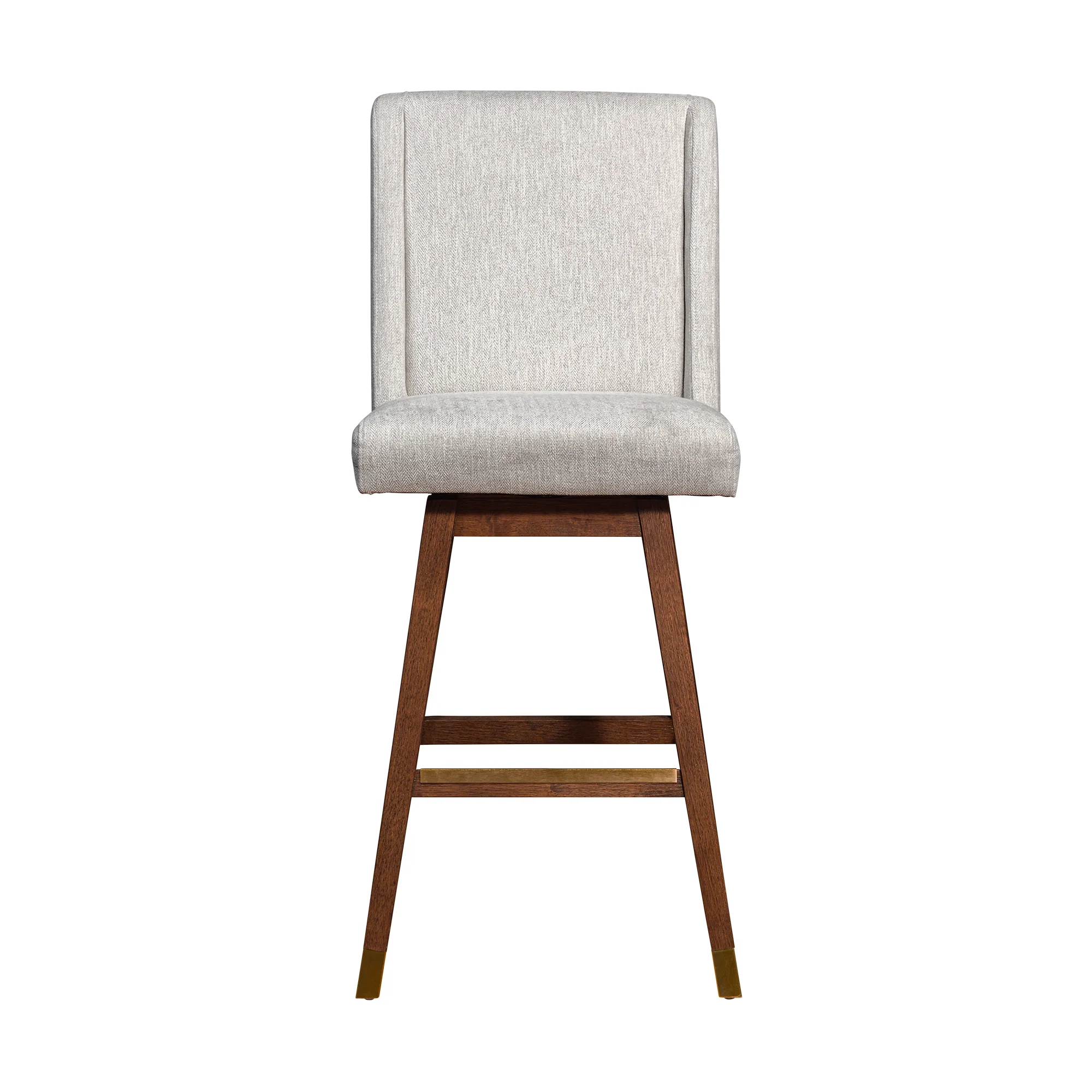 Stancoste Swivel Bar Stool in Brown Oak Wood Finish with Beige Fabric By Armen Living - Image 4