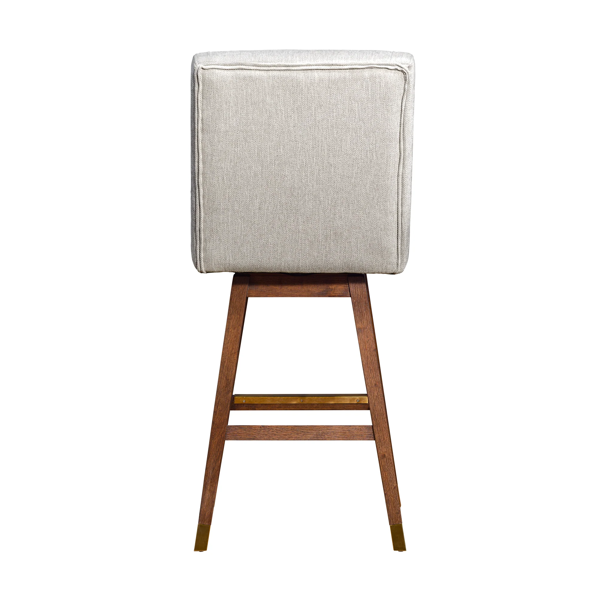 Stancoste Swivel Bar Stool in Brown Oak Wood Finish with Beige Fabric By Armen Living - Image 6