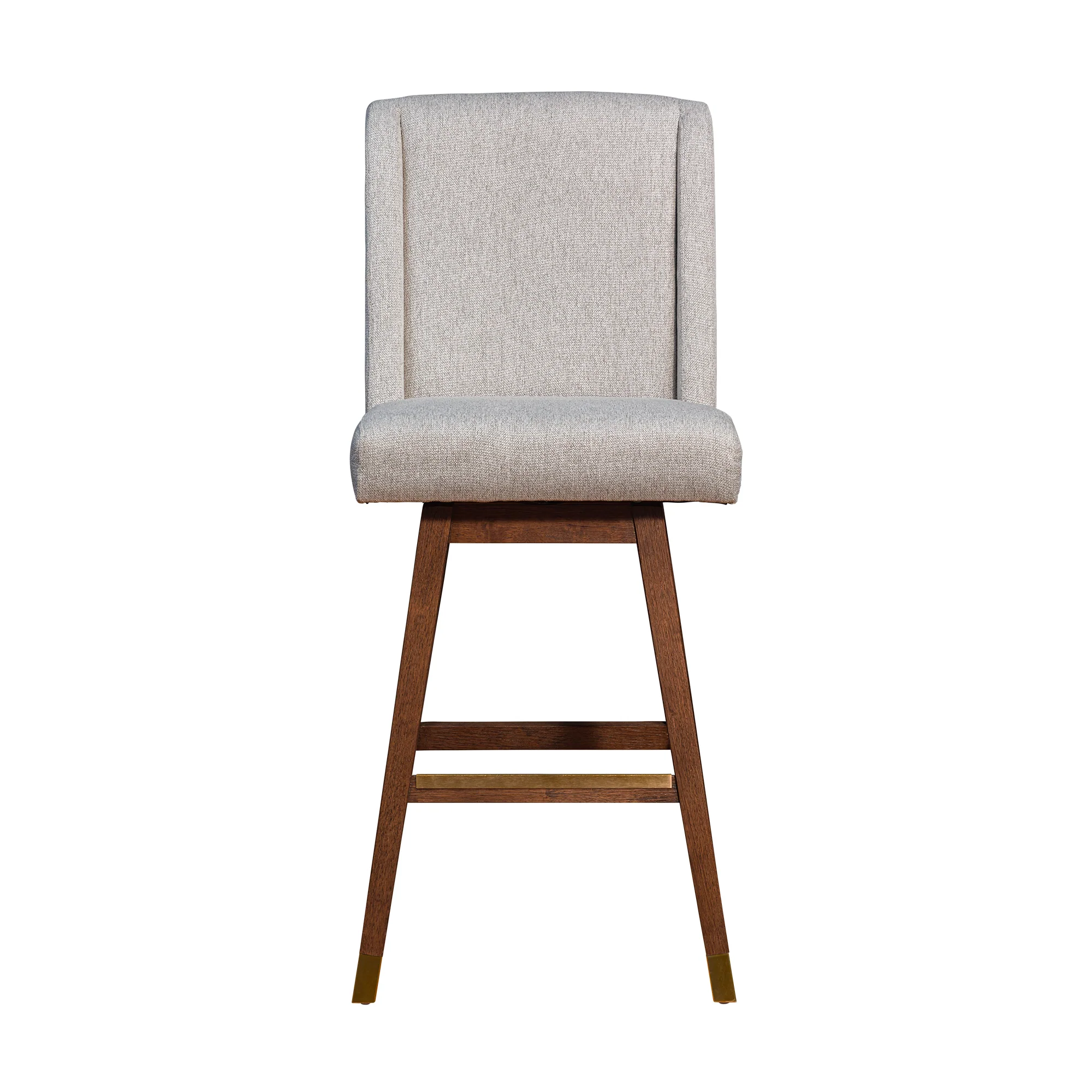 Stancoste Swivel Bar Stool in Brown Oak Wood Finish with Taupe Fabric By Armen Living - Image 4