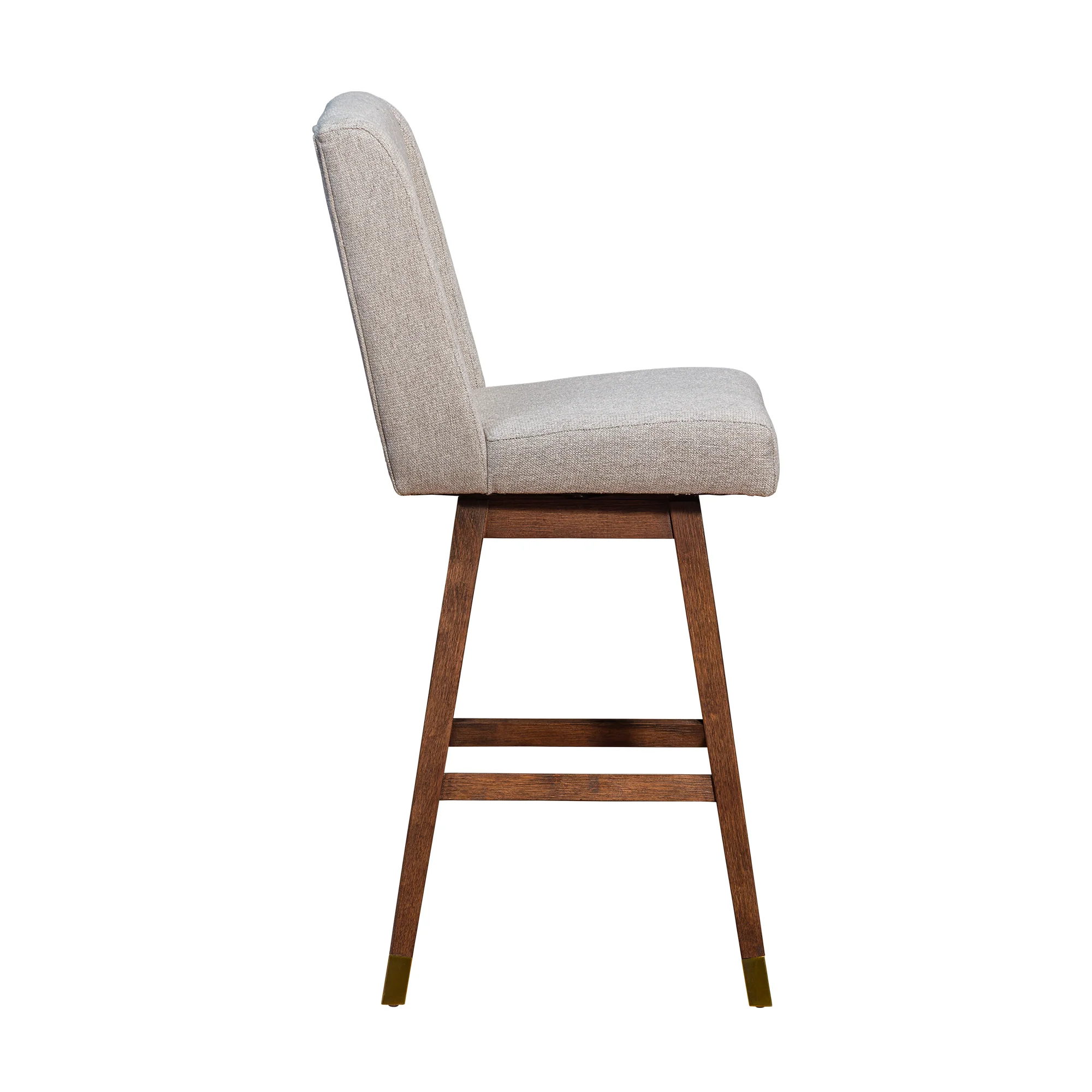 Stancoste Swivel Bar Stool in Brown Oak Wood Finish with Taupe Fabric By Armen Living - Image 5
