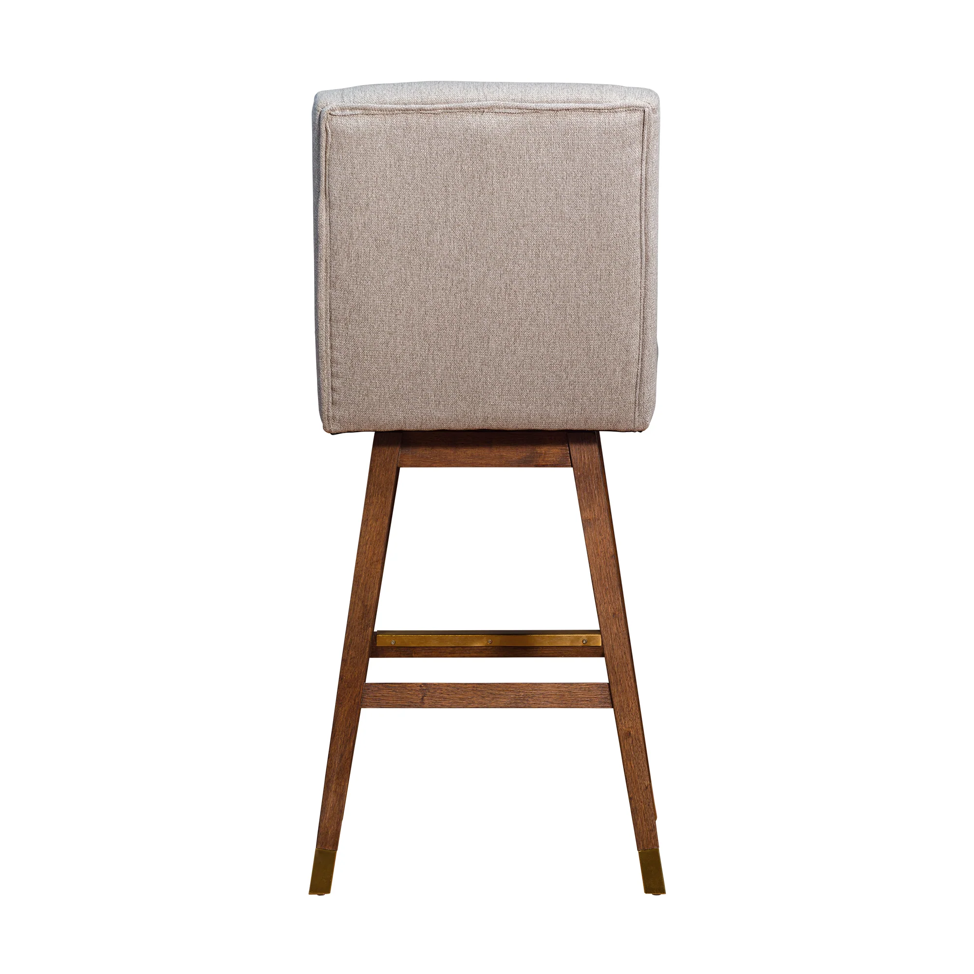 Stancoste Swivel Bar Stool in Brown Oak Wood Finish with Taupe Fabric By Armen Living - Image 6