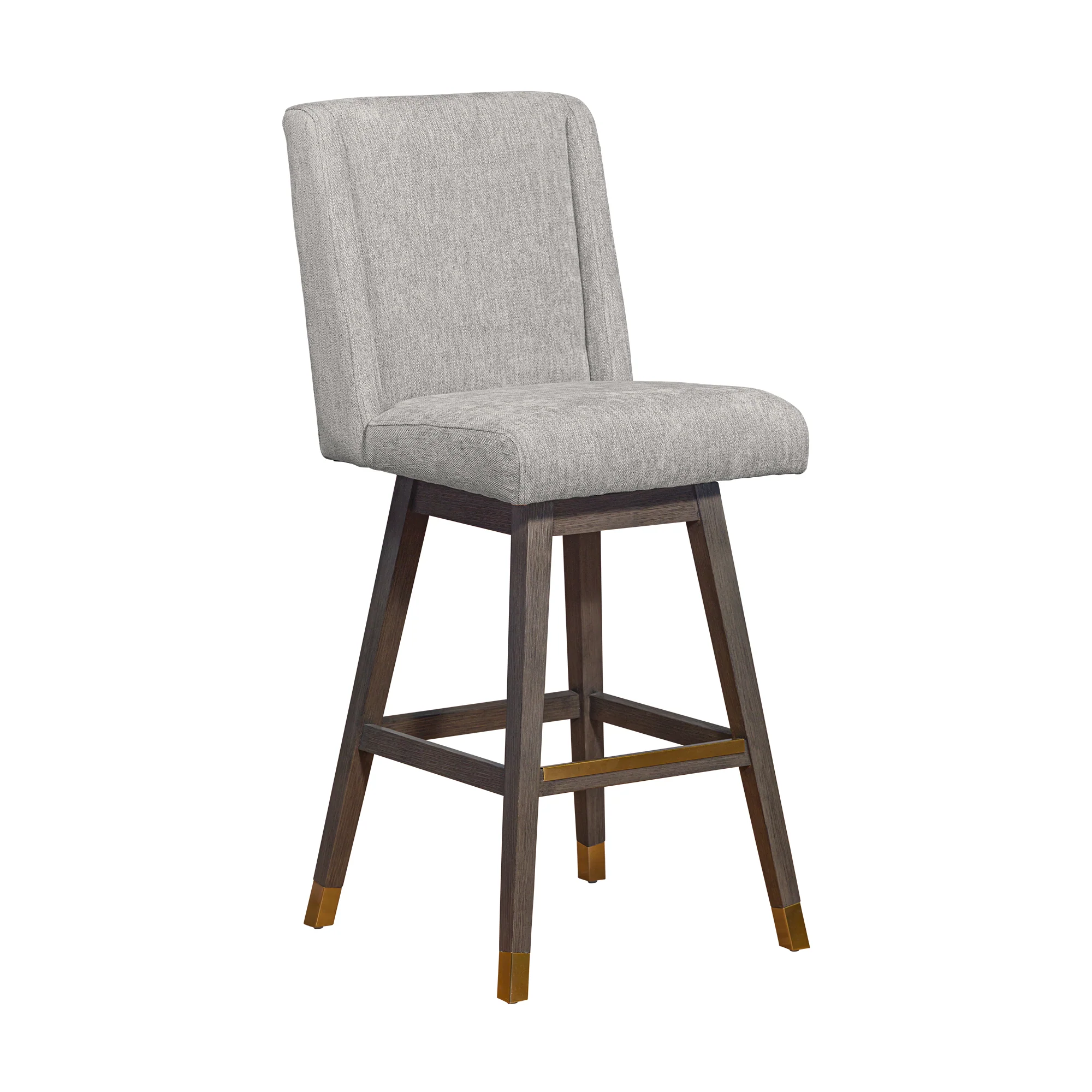 Stancoste Swivel Bar Stool in Grey Oak Wood Finish with Mocha Fabric By Armen Living - Image 2
