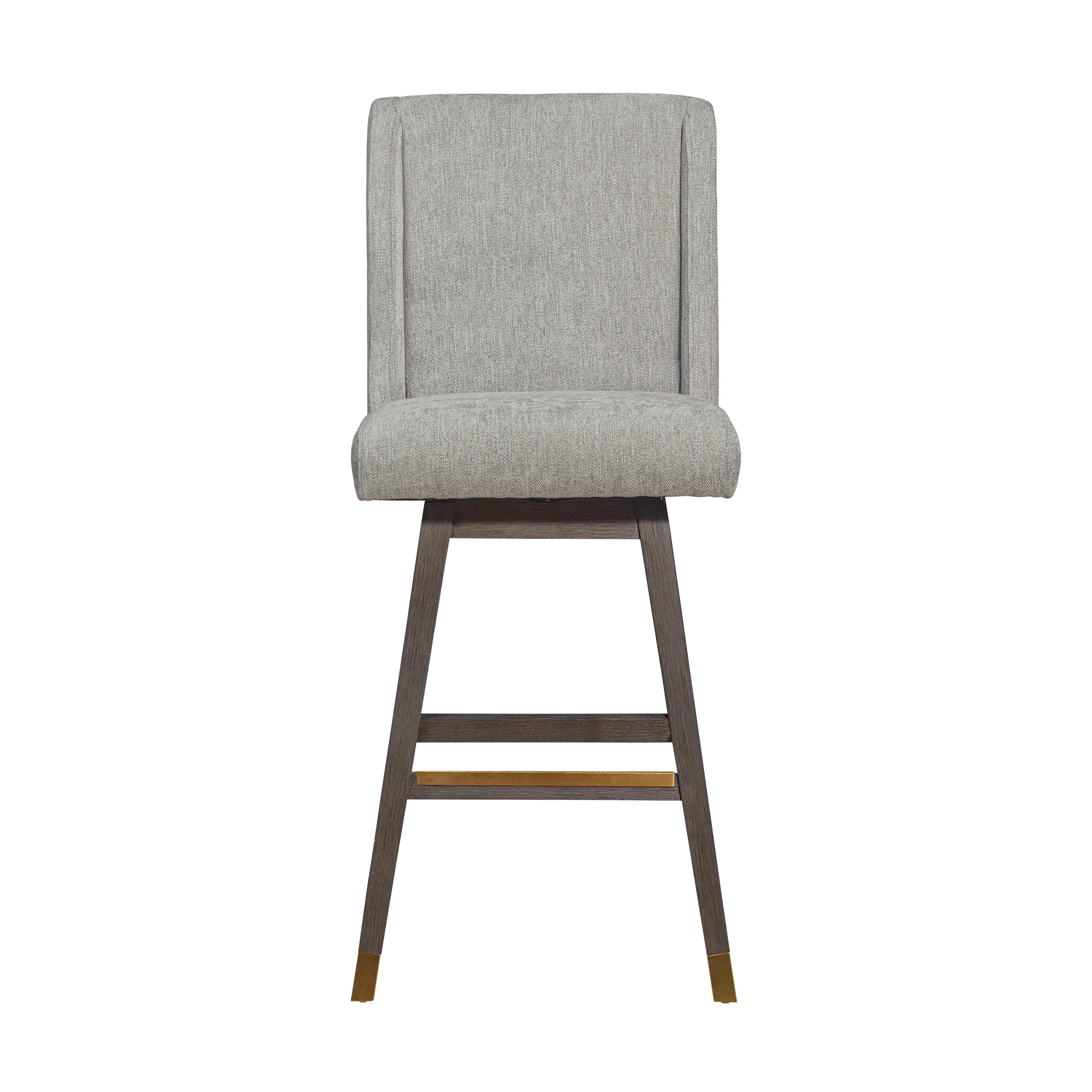 Stancoste Swivel Bar Stool in Grey Oak Wood Finish with Mocha Fabric By Armen Living - Image 4