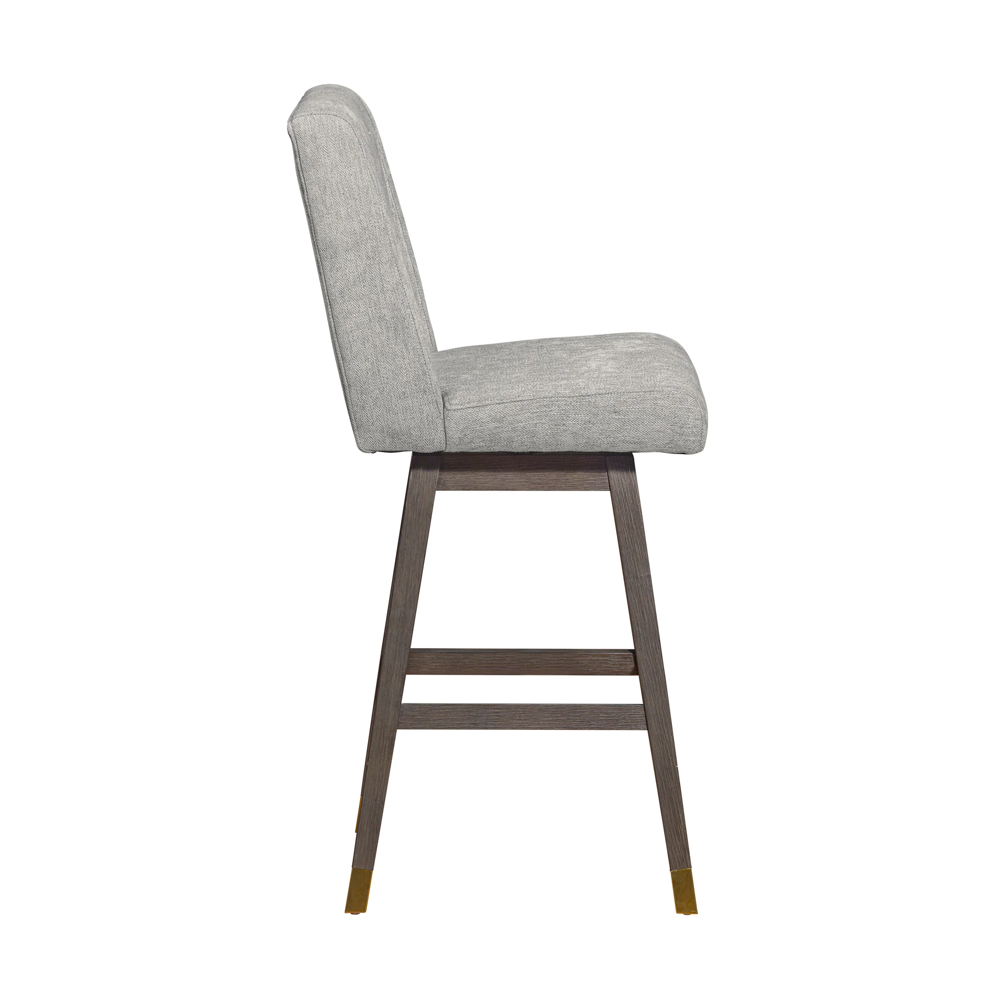 Stancoste Swivel Bar Stool in Grey Oak Wood Finish with Mocha Fabric By Armen Living - Image 5