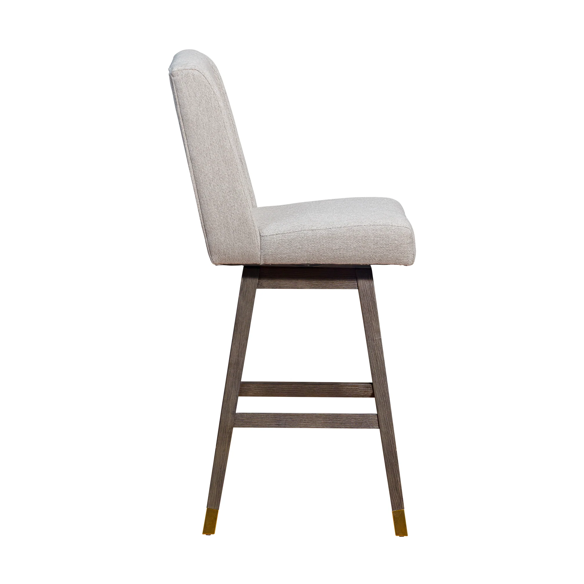 Stancoste Swivel Bar Stool in Grey Oak Wood Finish with Taupe Fabric By Armen Living - Image 5