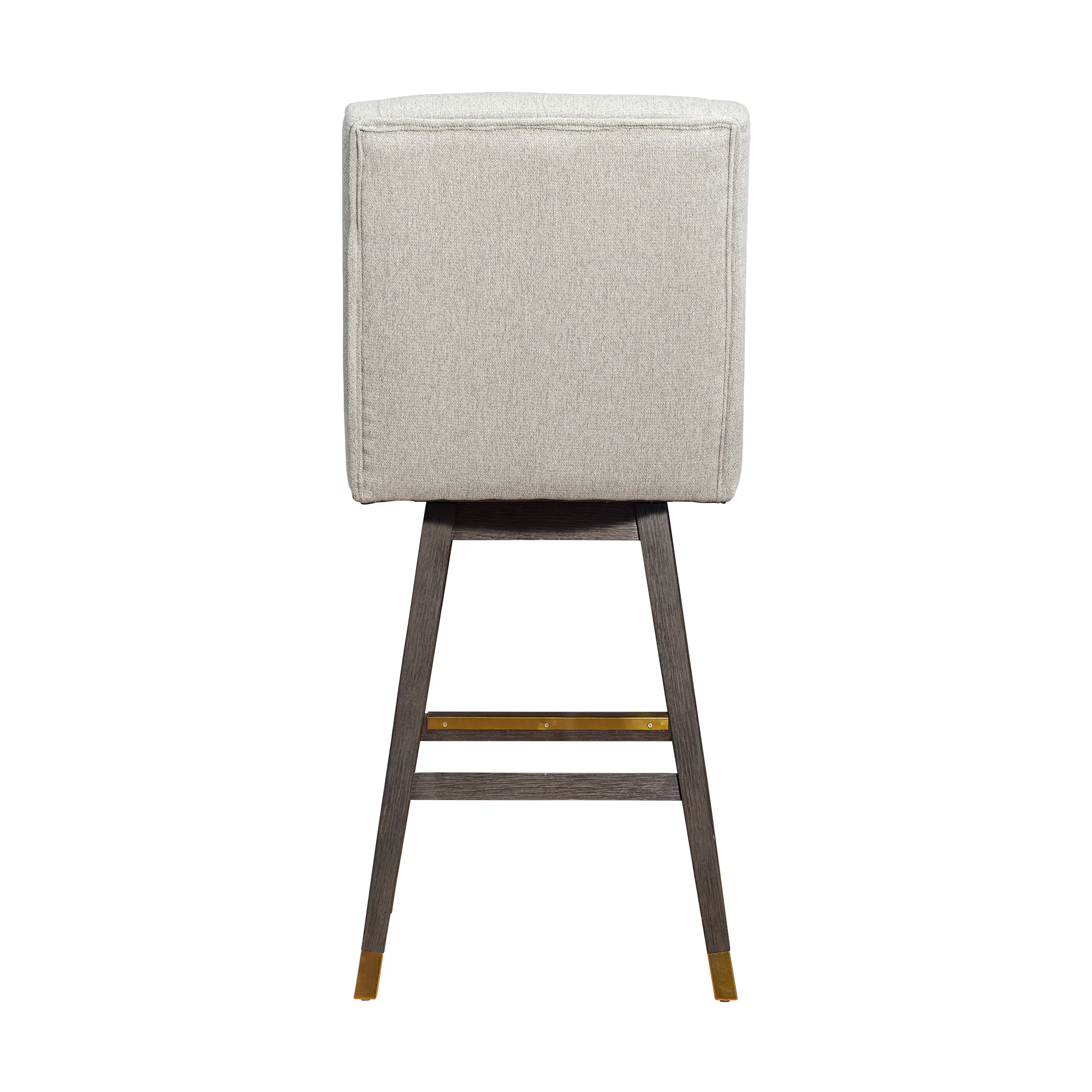 Stancoste Swivel Bar Stool in Grey Oak Wood Finish with Taupe Fabric By Armen Living - Image 6