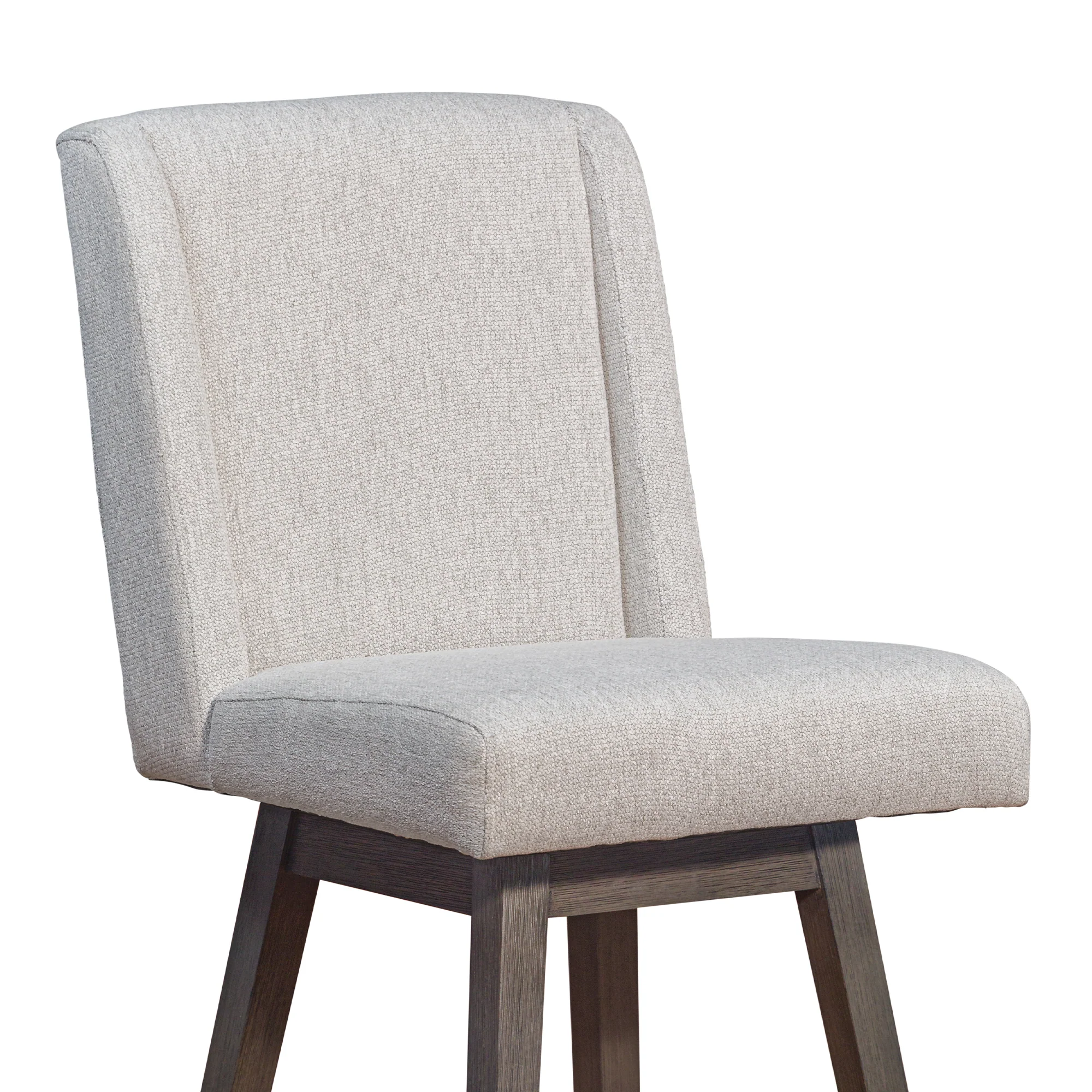 Stancoste Swivel Bar Stool in Grey Oak Wood Finish with Taupe Fabric By Armen Living - Image 7