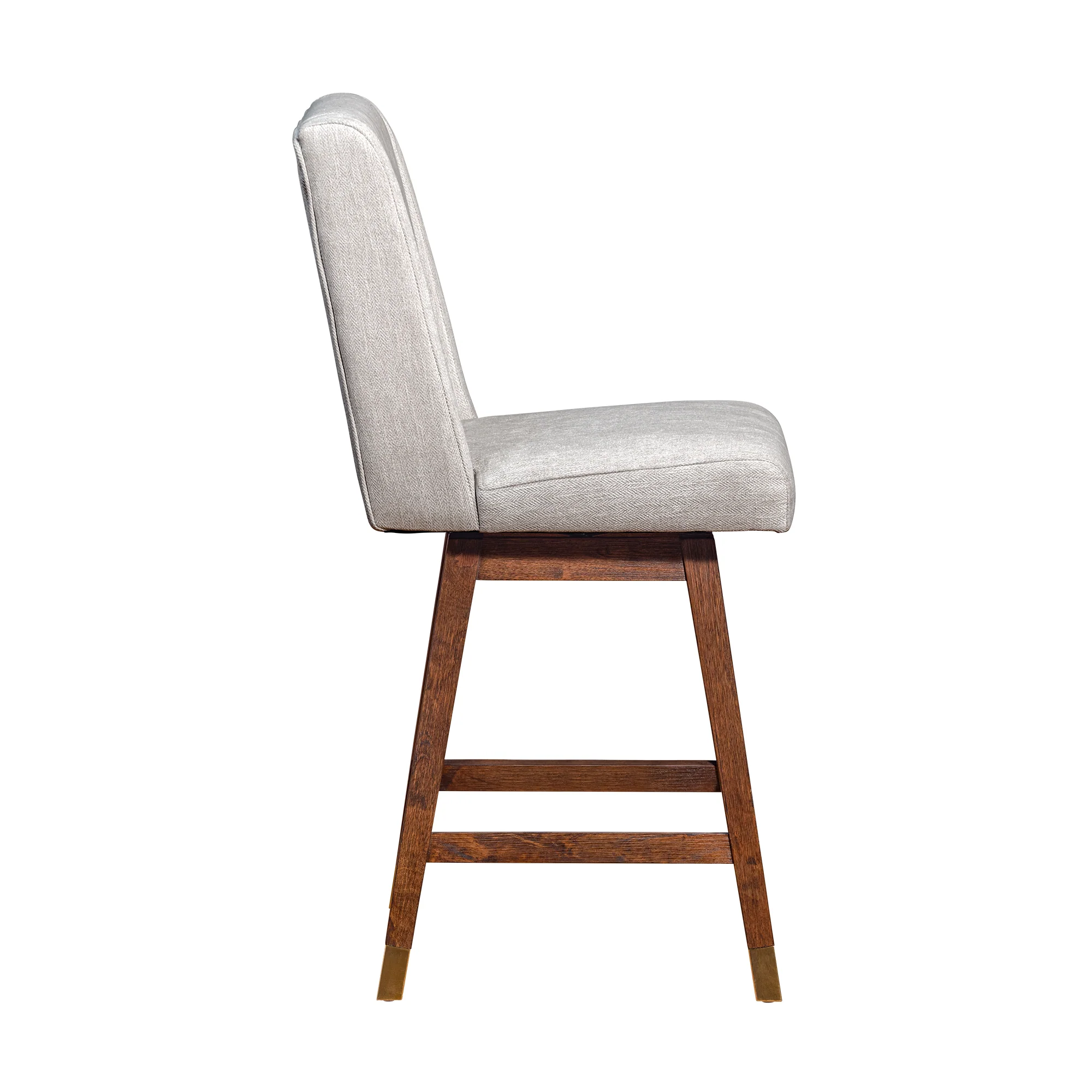 Stancoste Swivel Counter Stool in Brown Oak Wood Finish with Beige Fabric By Armen Living - Image 5