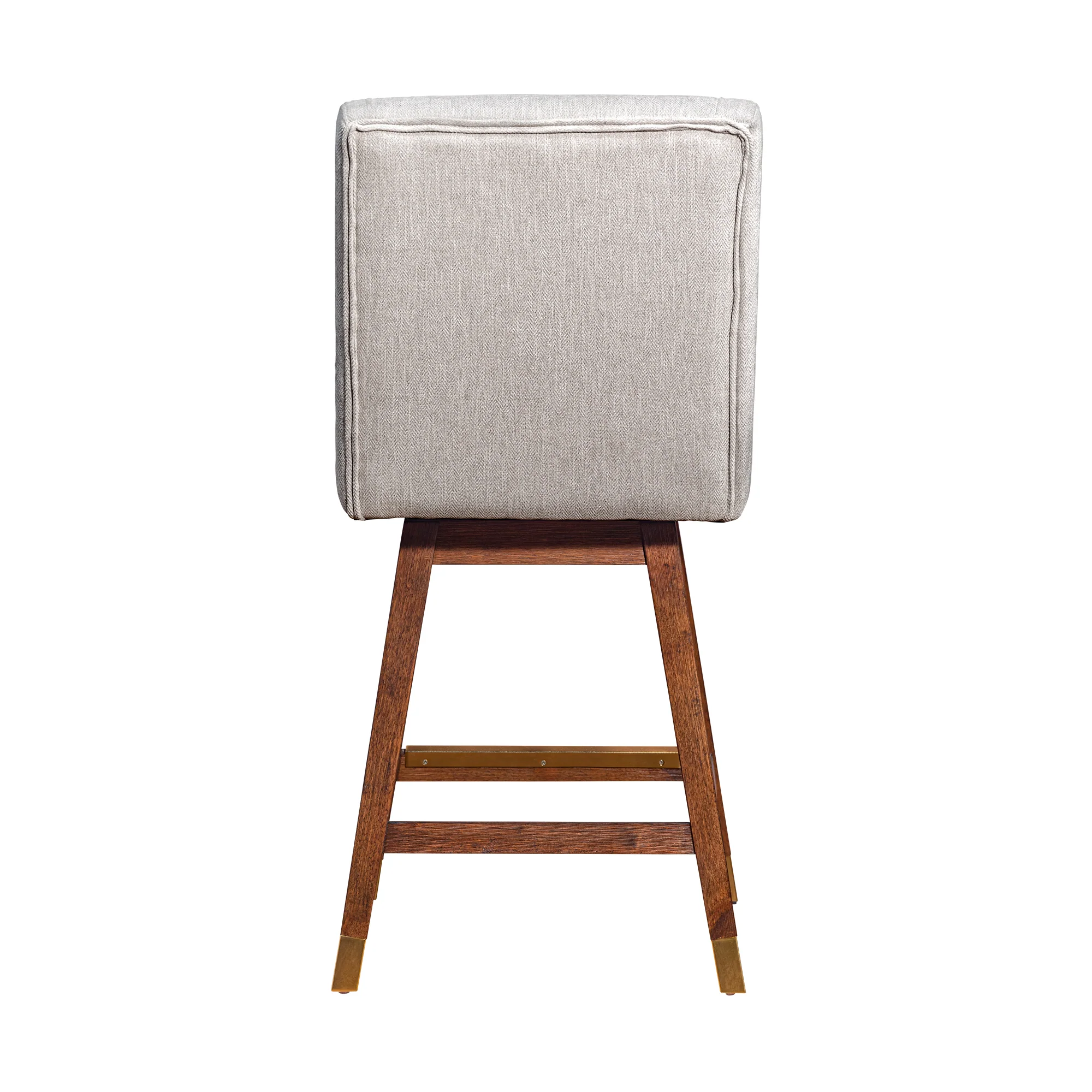 Stancoste Swivel Counter Stool in Brown Oak Wood Finish with Beige Fabric By Armen Living - Image 6