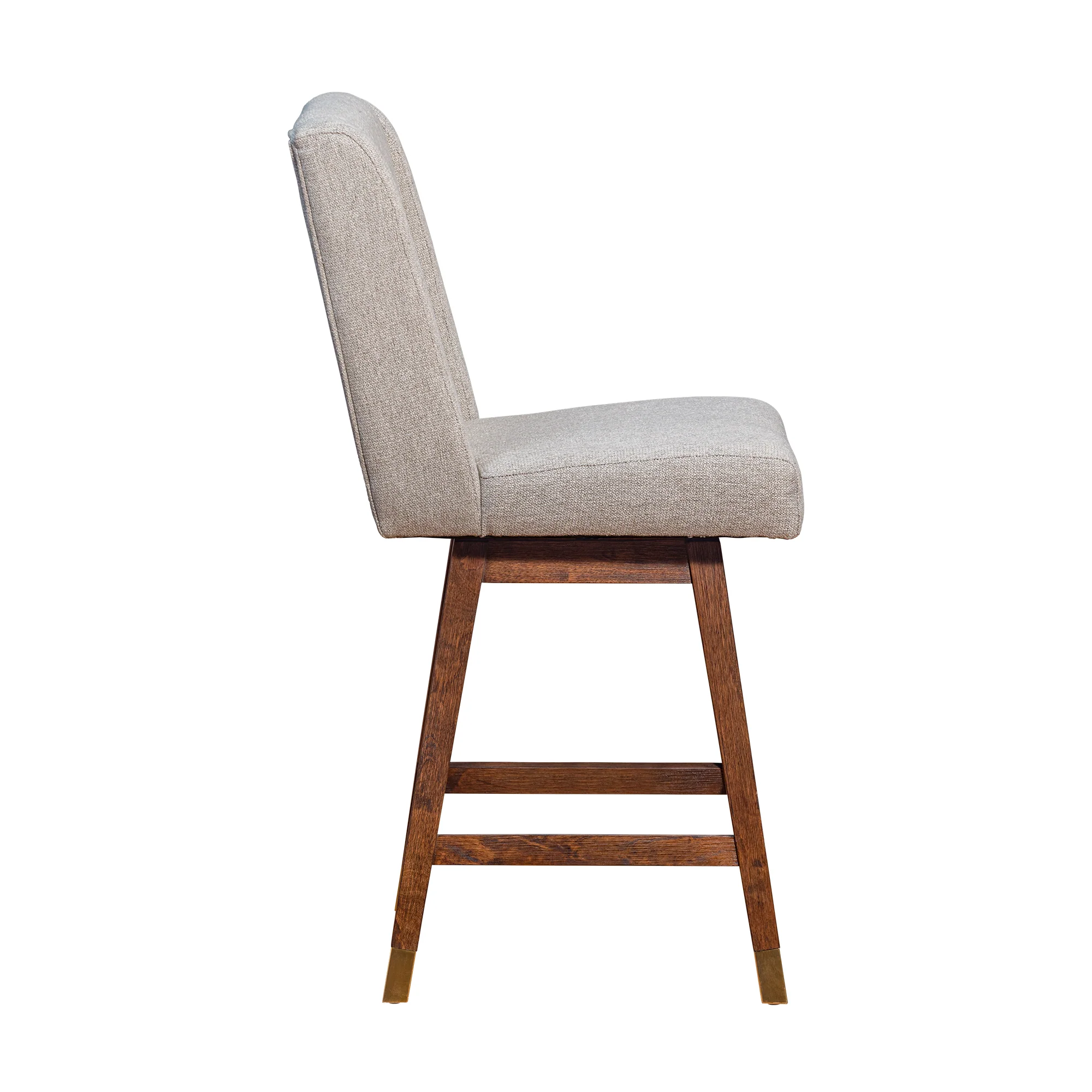 Stancoste Swivel Counter Stool in Brown Oak Wood Finish with Taupe Fabric By Armen Living - Image 5