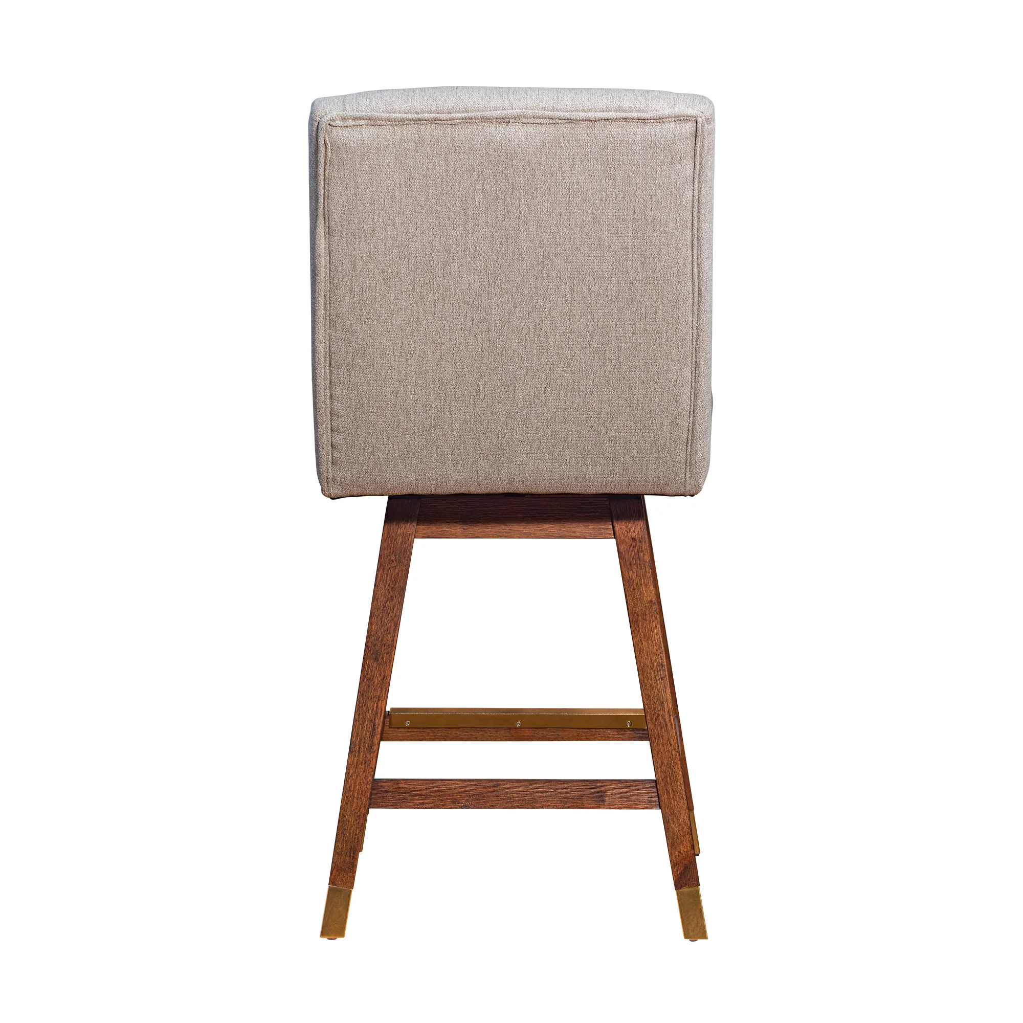 Stancoste Swivel Counter Stool in Brown Oak Wood Finish with Taupe Fabric By Armen Living - Image 6