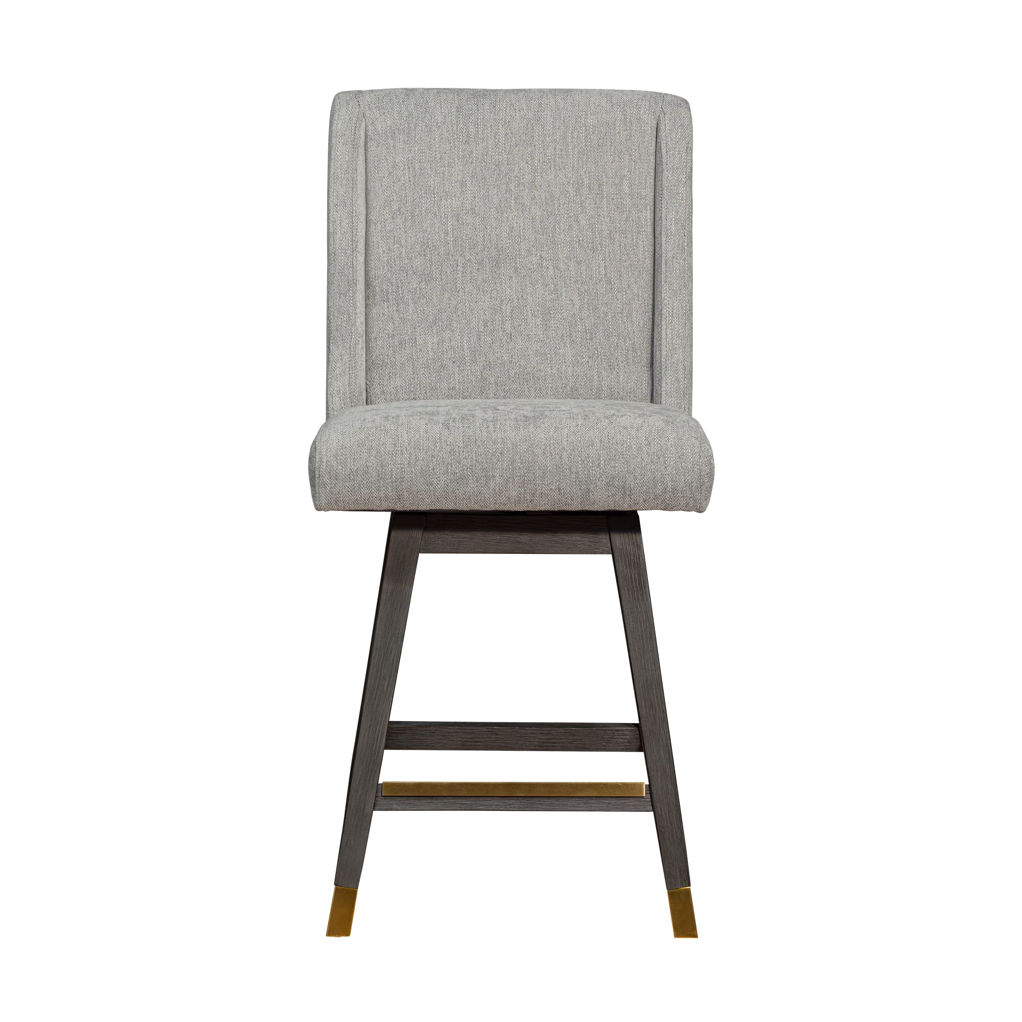 Stancoste Swivel Counter Stool in Grey Oak Wood Finish with Mocha Fabric By Armen Living - Image 4