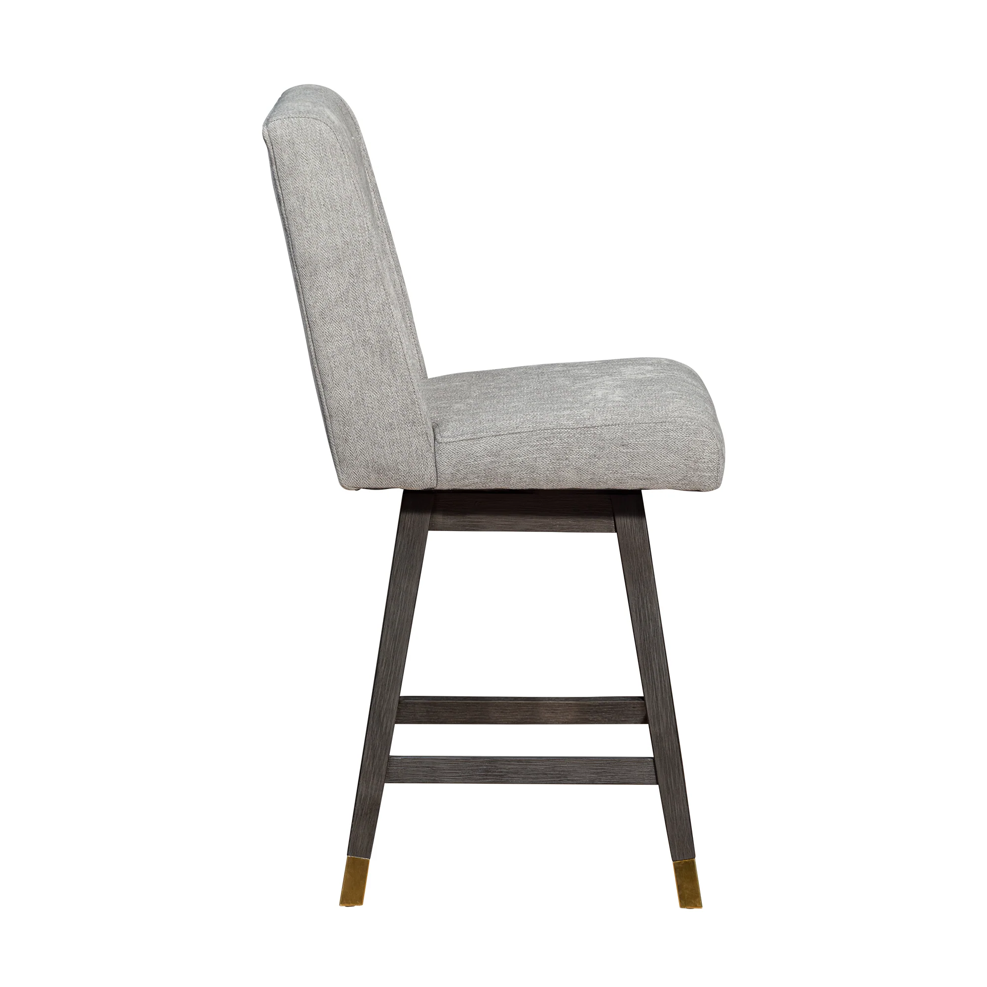 Stancoste Swivel Counter Stool in Grey Oak Wood Finish with Mocha Fabric By Armen Living - Image 5