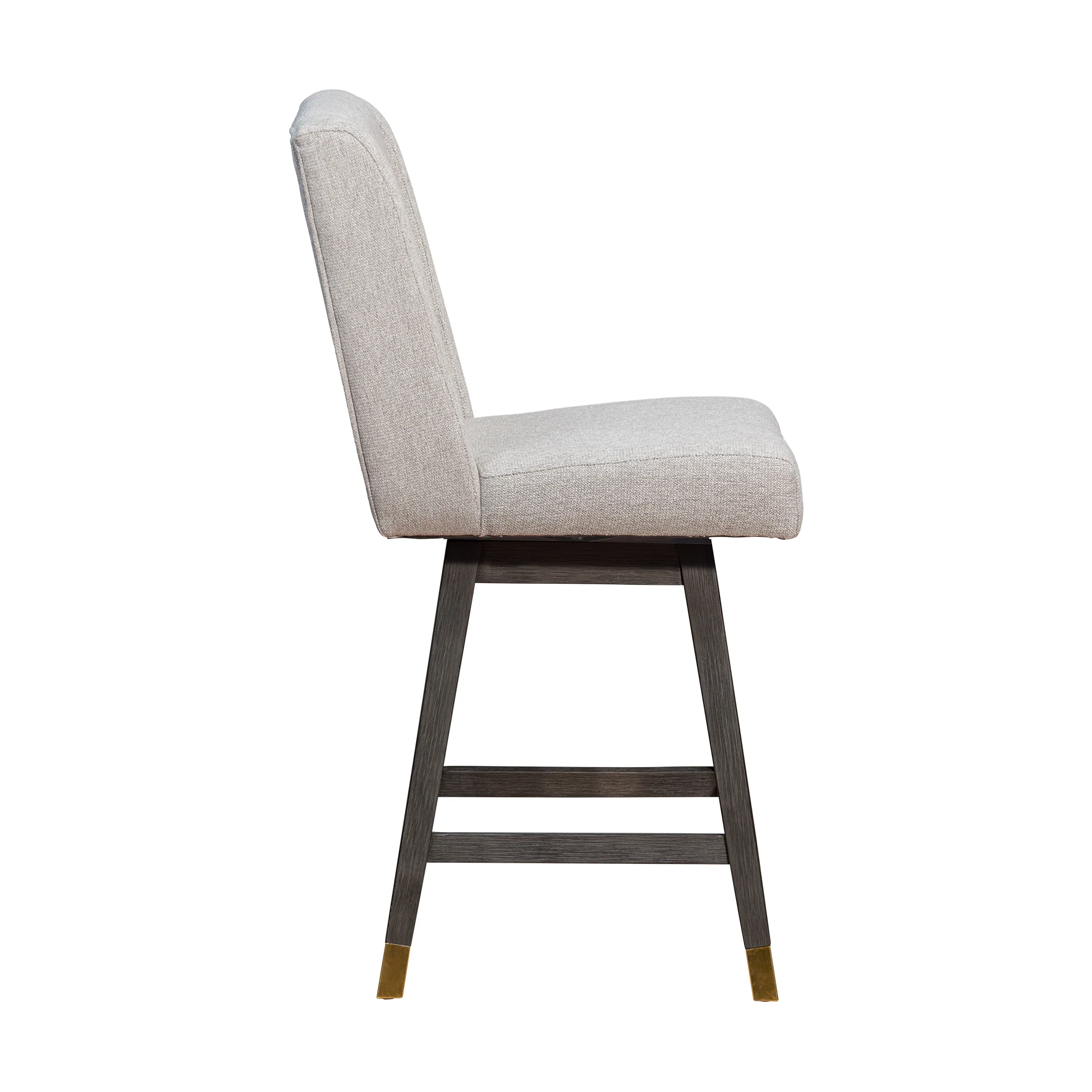 Stancoste Swivel Counter Stool in Grey Oak Wood Finish with Taupe Fabric By Armen Living - Image 5