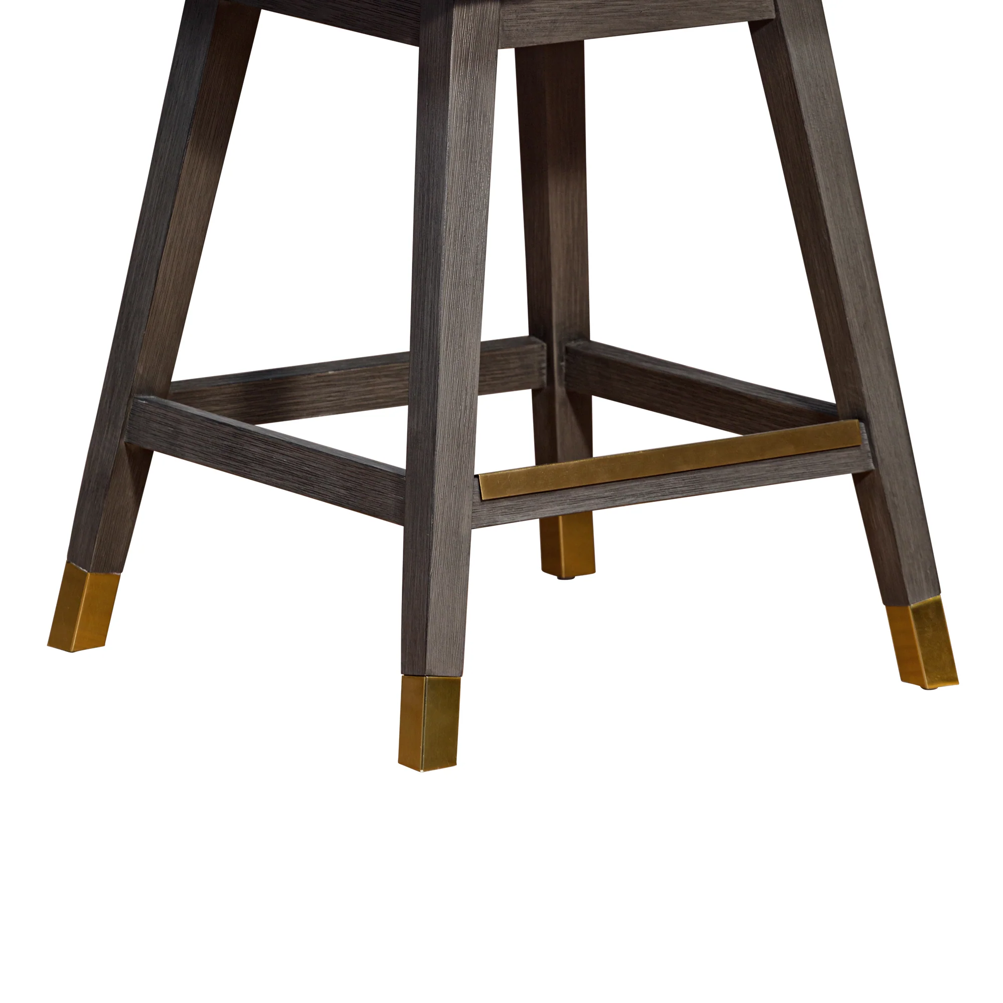 Stancoste Swivel Counter Stool in Grey Oak Wood Finish with Taupe Fabric By Armen Living - Image 8