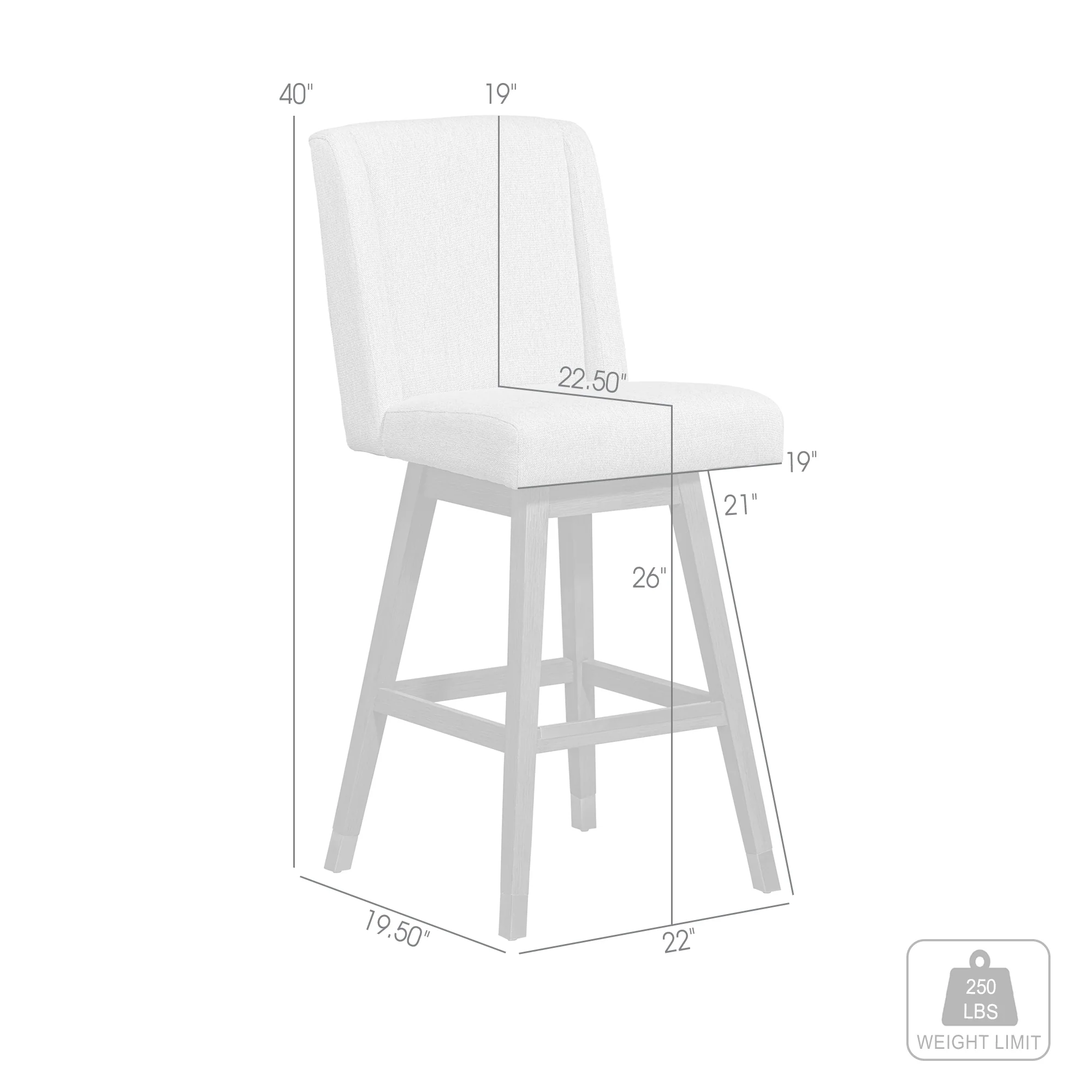 Stancoste Swivel Counter Stool in Grey Oak Wood Finish with Taupe Fabric By Armen Living - Image 9