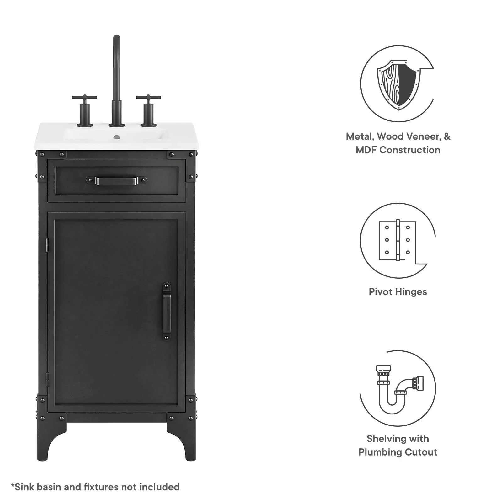 Steamforge 18" Bathroom Vanity Cabinet (Sink Basin Not Included) By Modway - EEI-6126 - Image 8