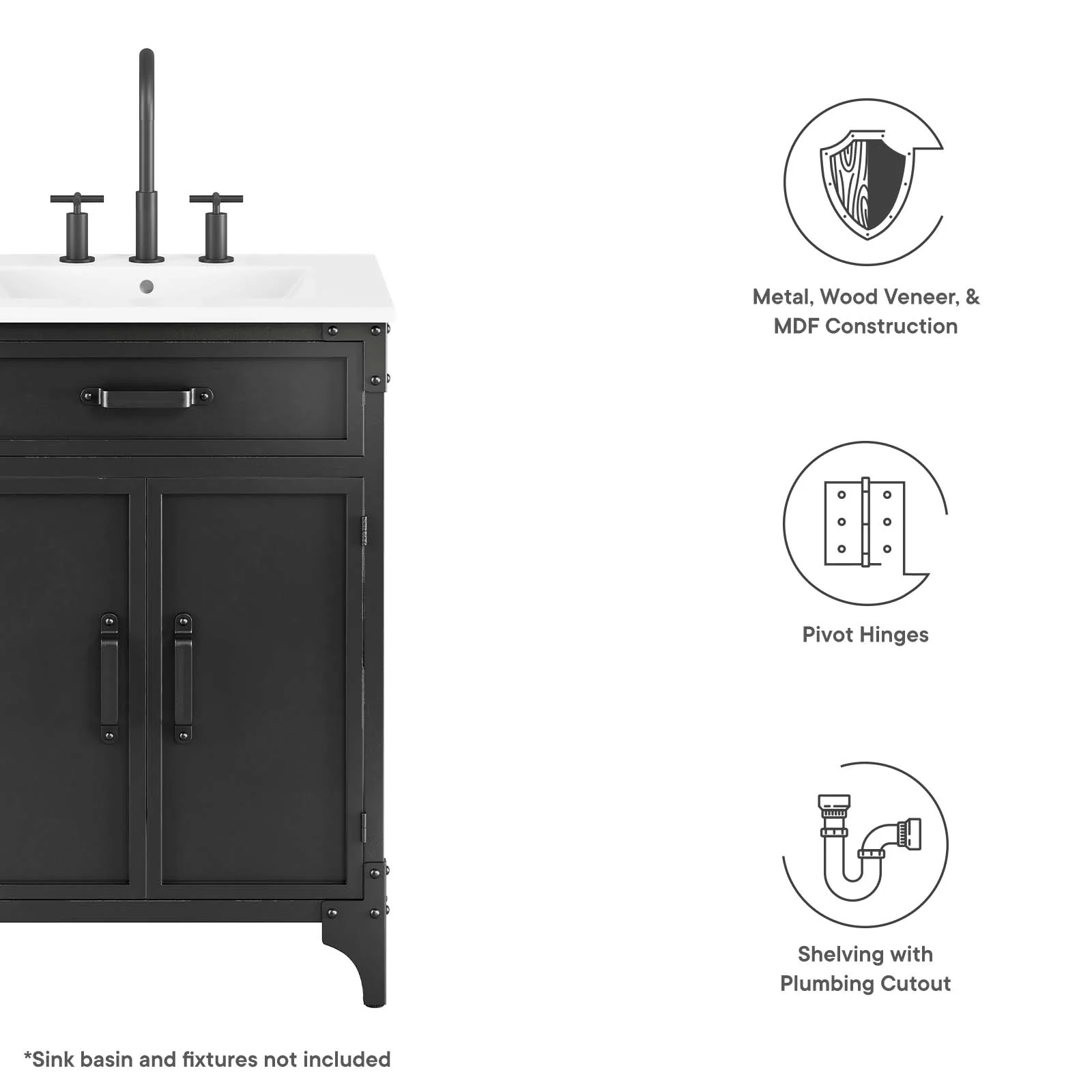 Steamforge 24" Bathroom Vanity Cabinet (Sink Basin Not Included) By Modway - EEI-6127 - Image 8