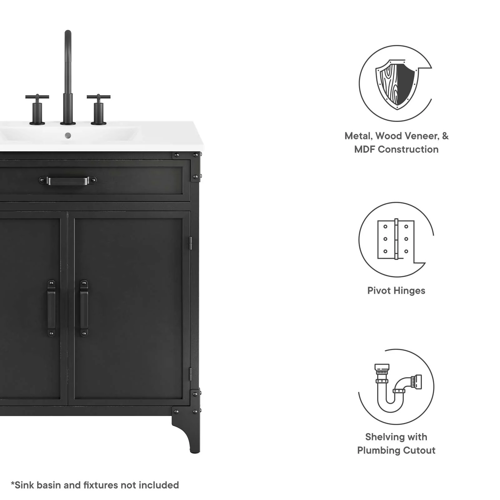 Steamforge 30" Bathroom Vanity Cabinet (Sink Basin Not Included) By Modway - EEI-6128 - Image 8