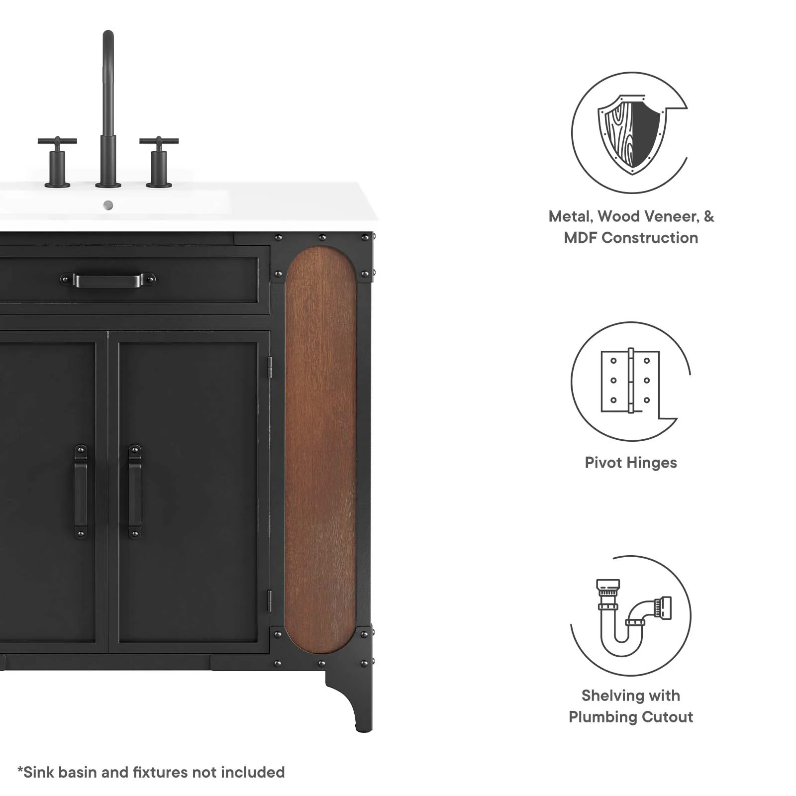 Steamforge 36" Bathroom Vanity Cabinet (Sink Basin Not Included) By Modway - EEI-6129 - Image 8