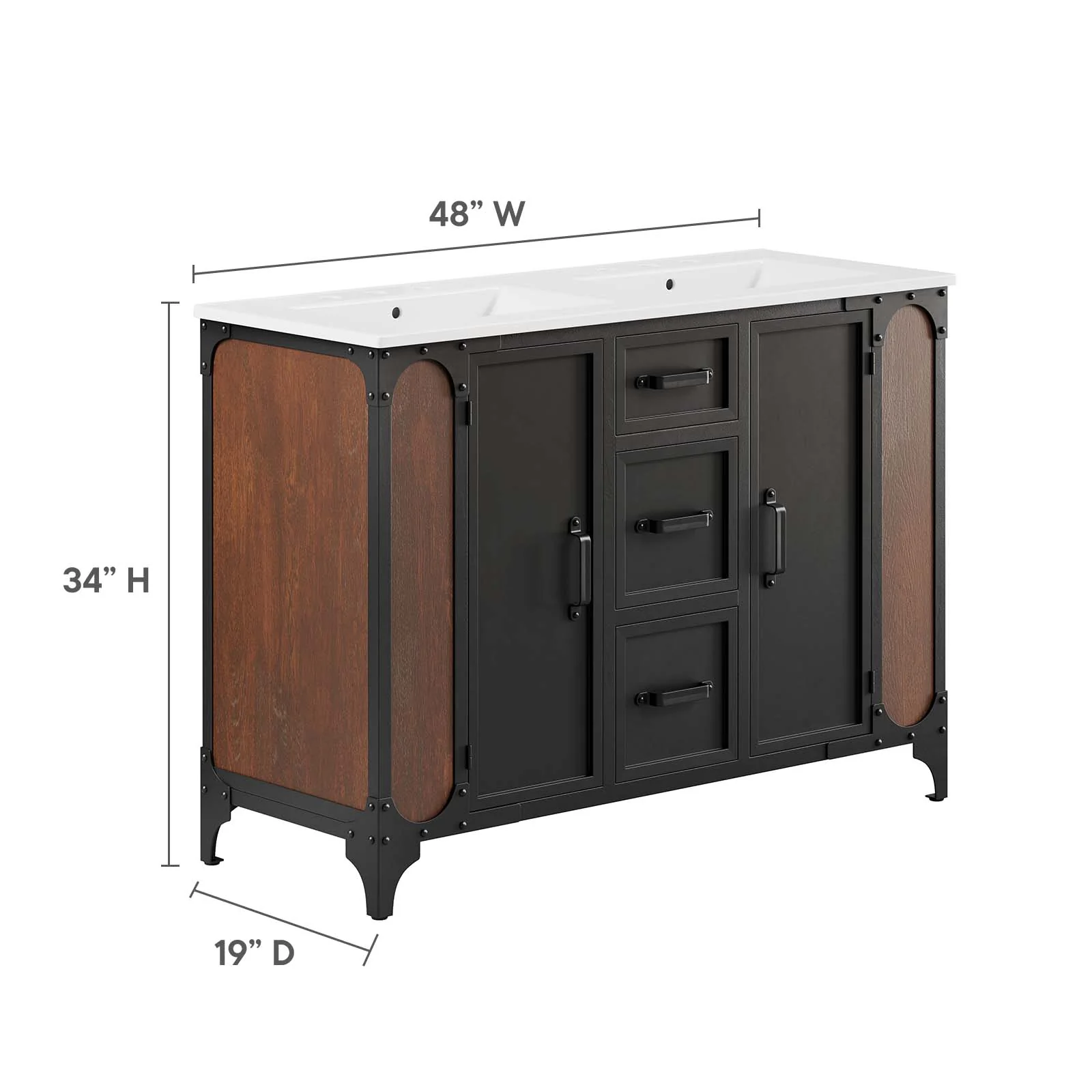 Steamforge 48" Double Sink Bathroom Vanity By Modway - EEI-6421 - Image 6