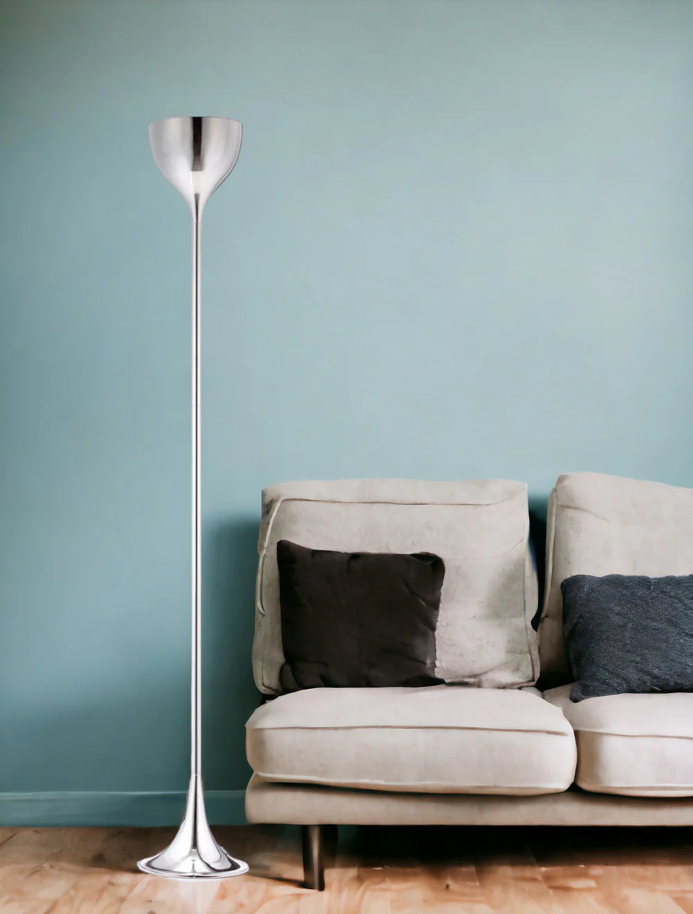 Steel Floor Lamp With Silver Steel Bell Shade By Homeroots - Image 6
