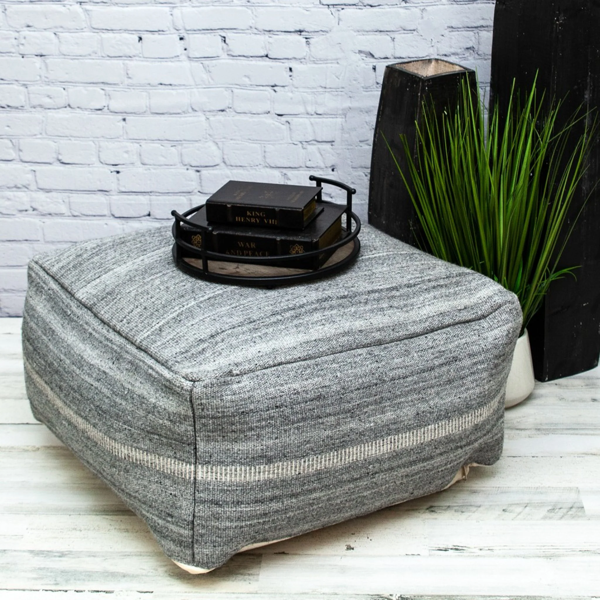 Steel Grey Stylish Pouf By Homeroots - Image 4