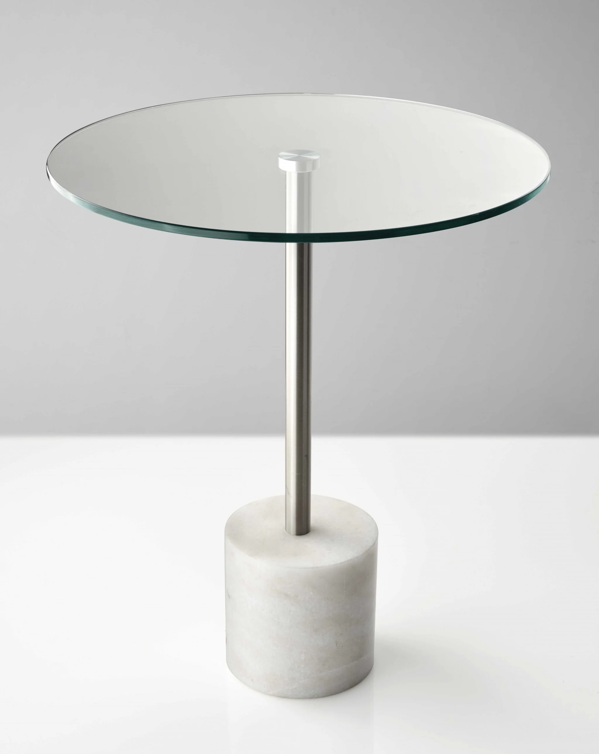 Steel White Marble and Glass End or Side Table By Homeroots - Image 2