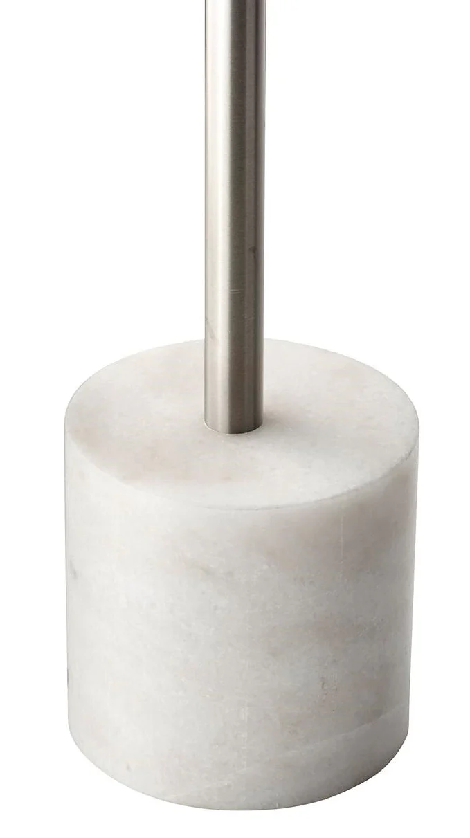 Steel White Marble and Glass End or Side Table By Homeroots - Image 4