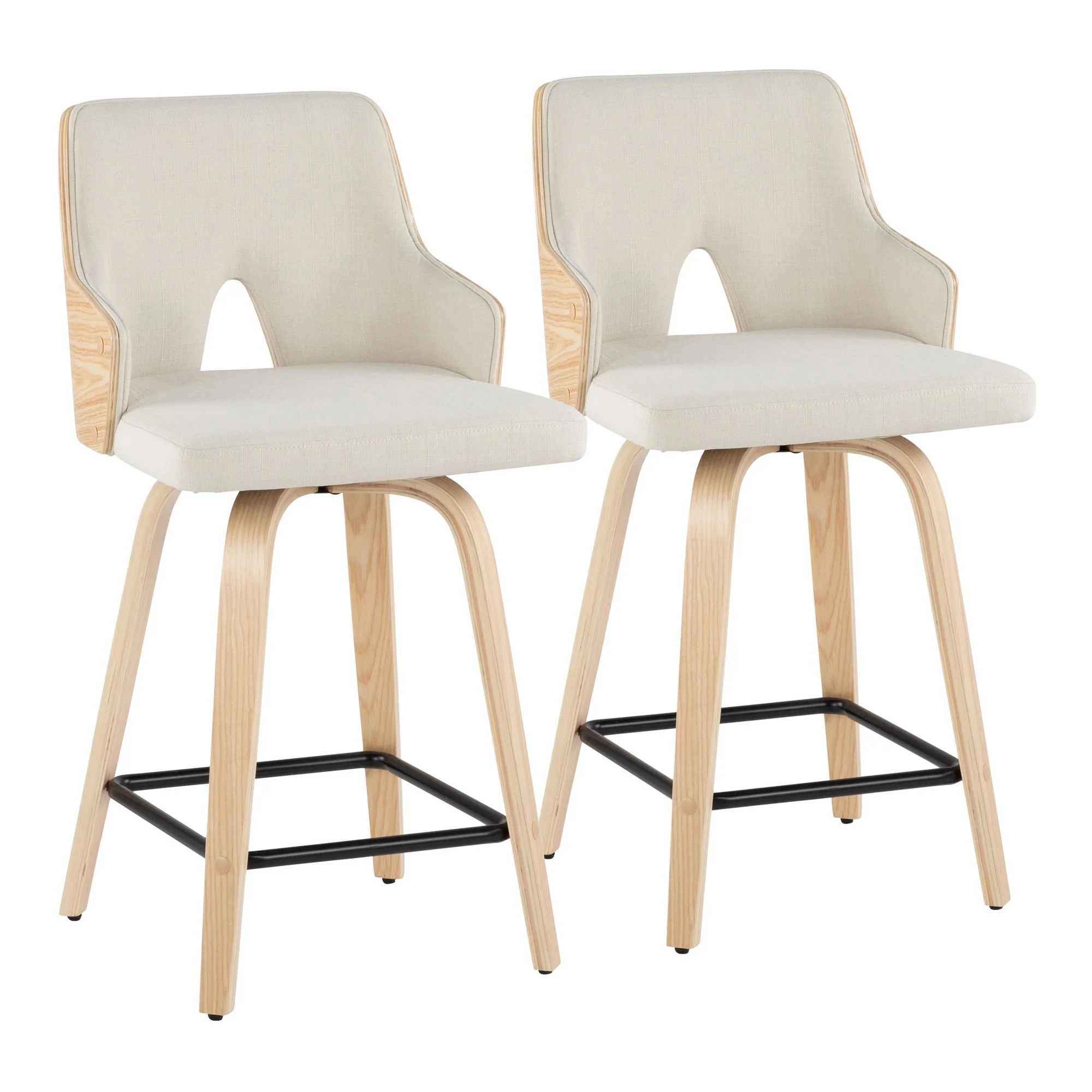 Stella 24" Fixed-Height Counter Stool - Set of 2 Cream By LumiSource - Image 3