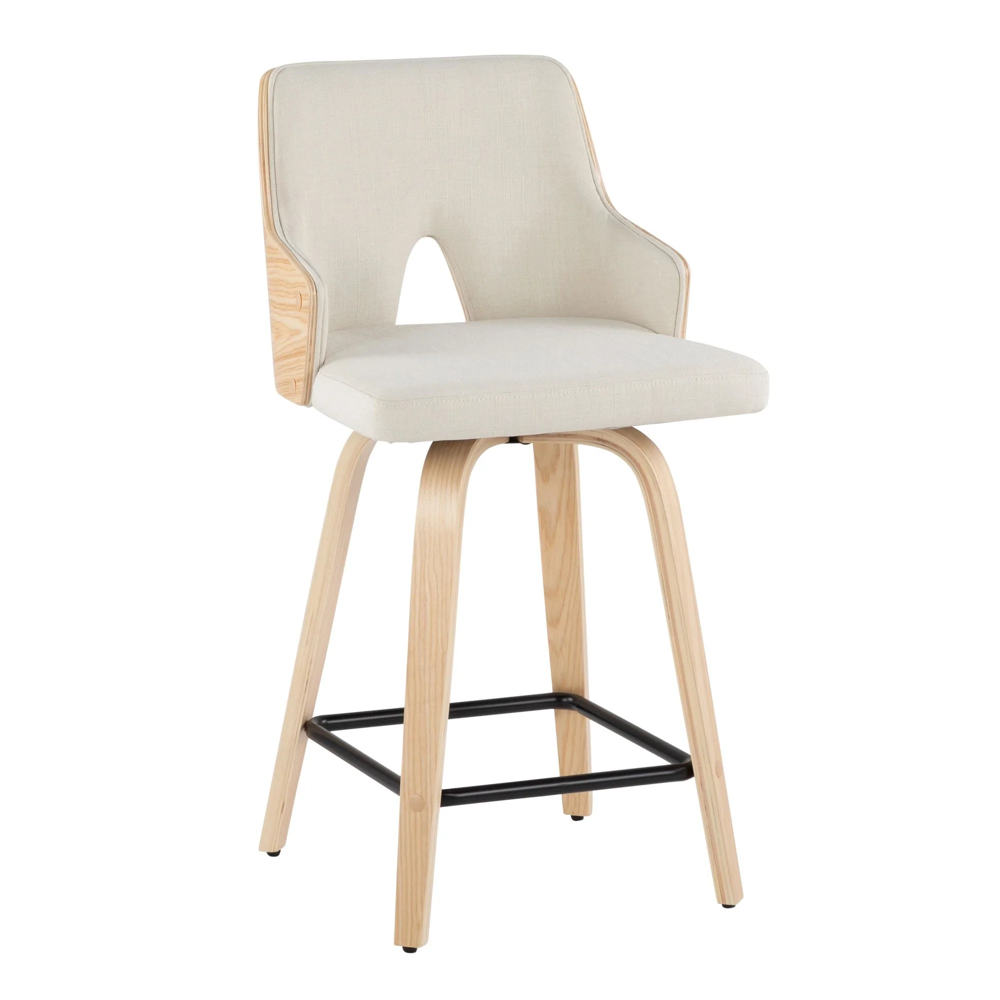 Stella 24" Fixed-Height Counter Stool - Set of 2 Cream By LumiSource - Image 4