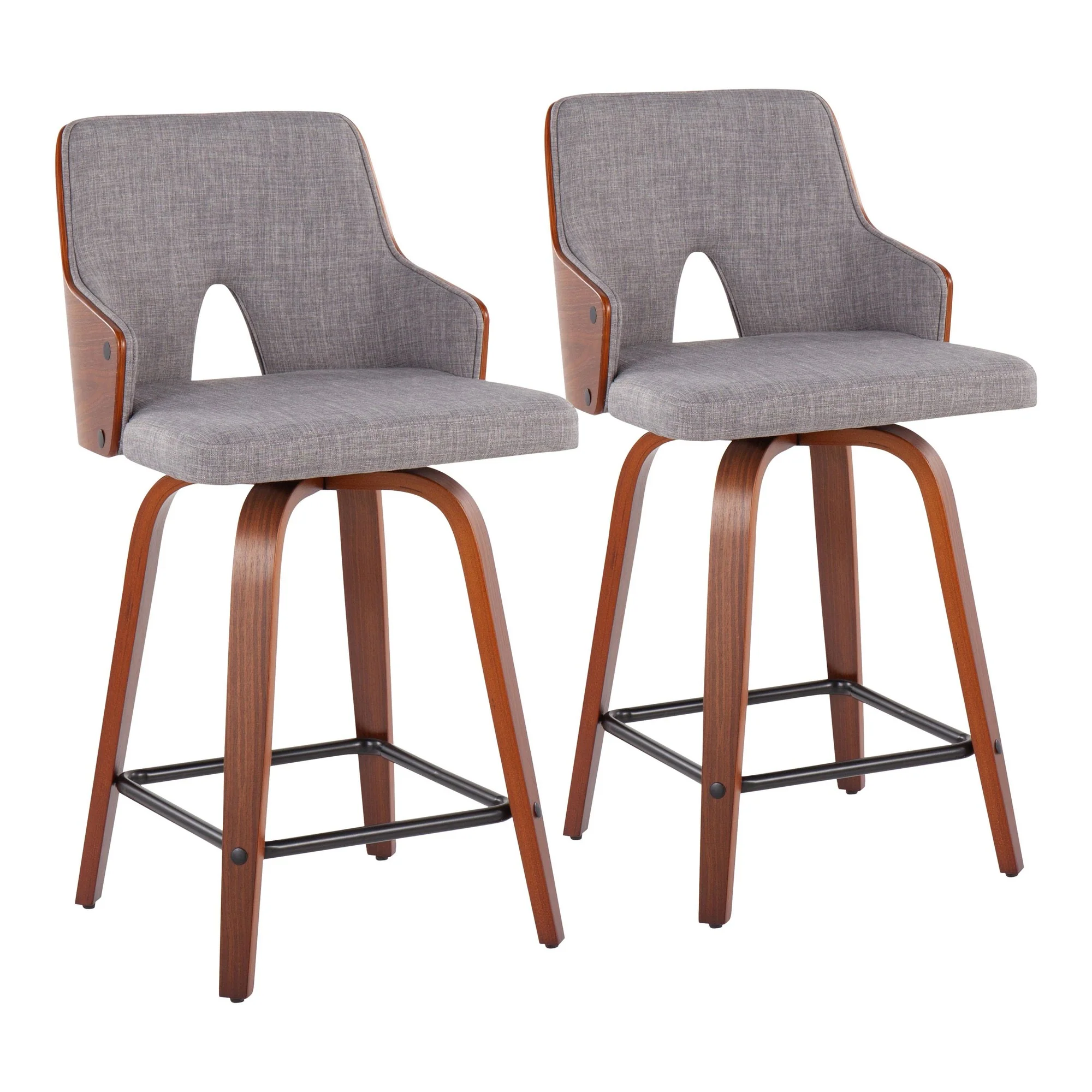 Stella 24" Fixed Height Counter Stool - Set of 2 Gray By LumiSource - Image 2