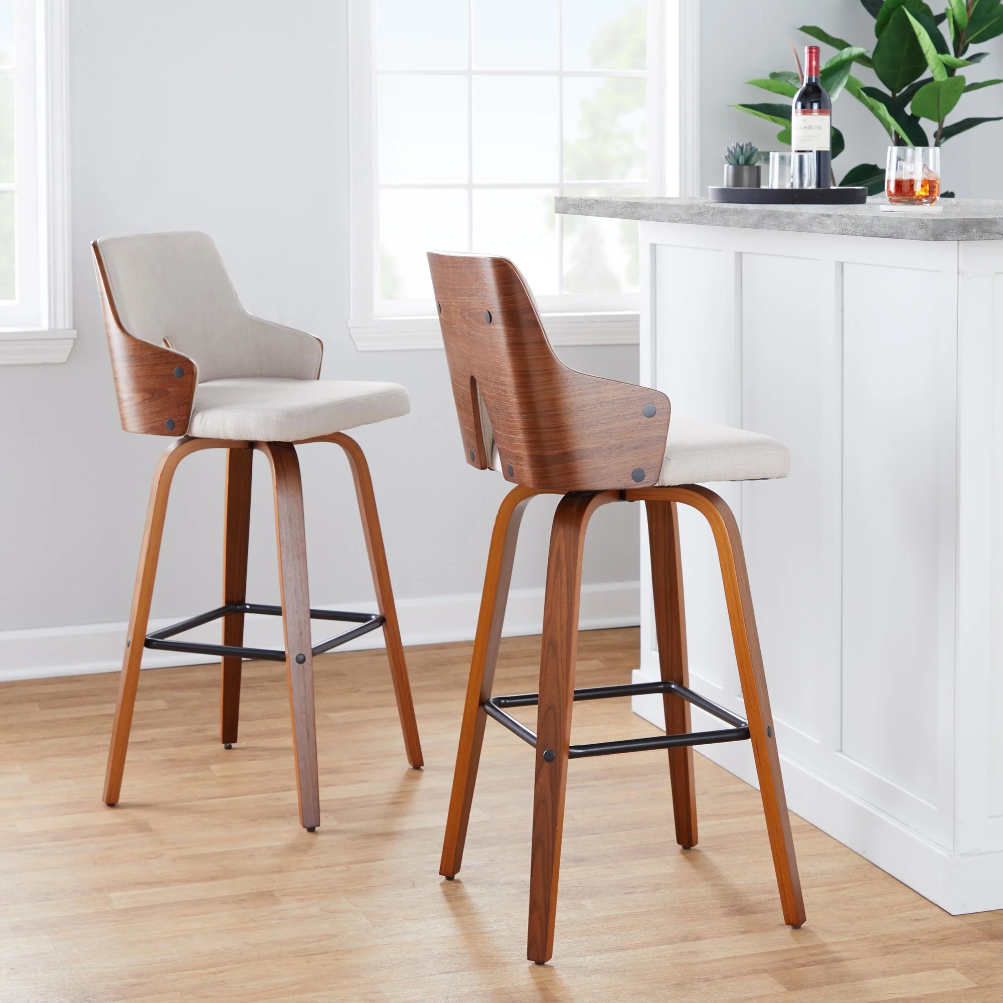 Stella 30" Fixed-Height Barstool - Set of 2 Cream By LumiSource - Image 18